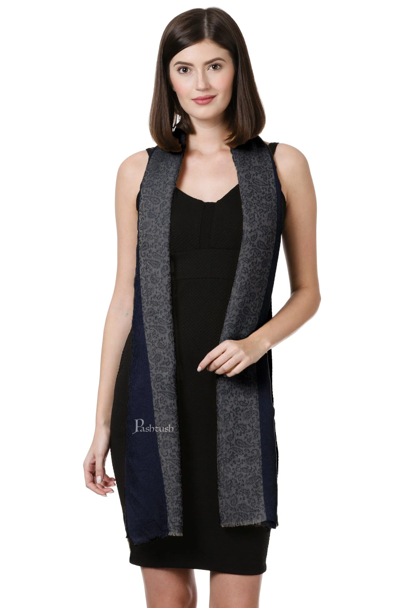 Pashtush Fine Wool Luxury Striped Design Scarf, Stole, Weaving Design - Image 4