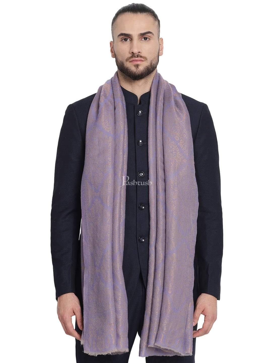 Pashtush Mens Twilight Collection, Jacquard Stole, With Metallic Thread Weave, Fine Wool - Image 4