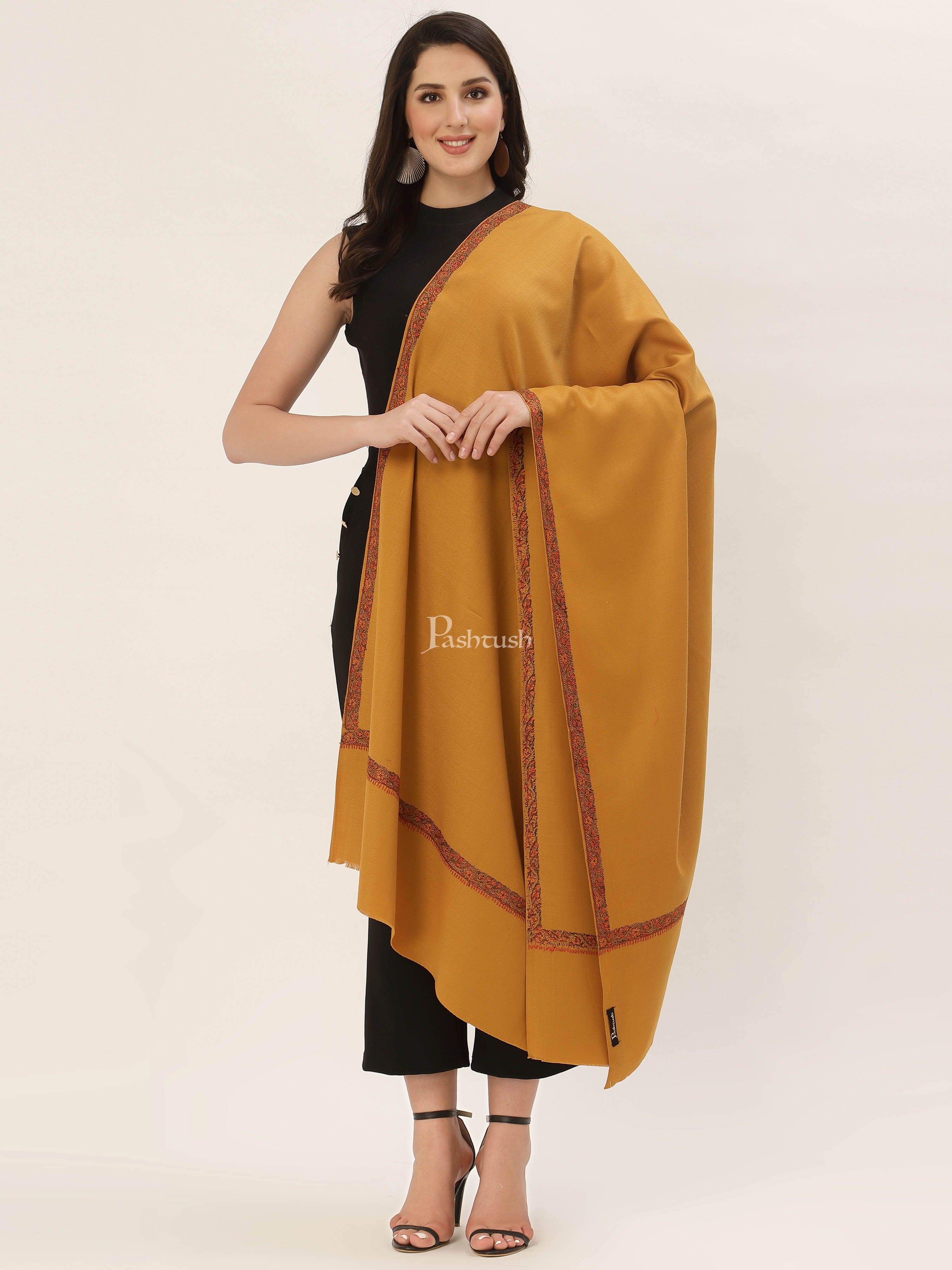 Pashtush Women'S Border Shawl, With Hand Embroidery, Warm Wool - Image 6