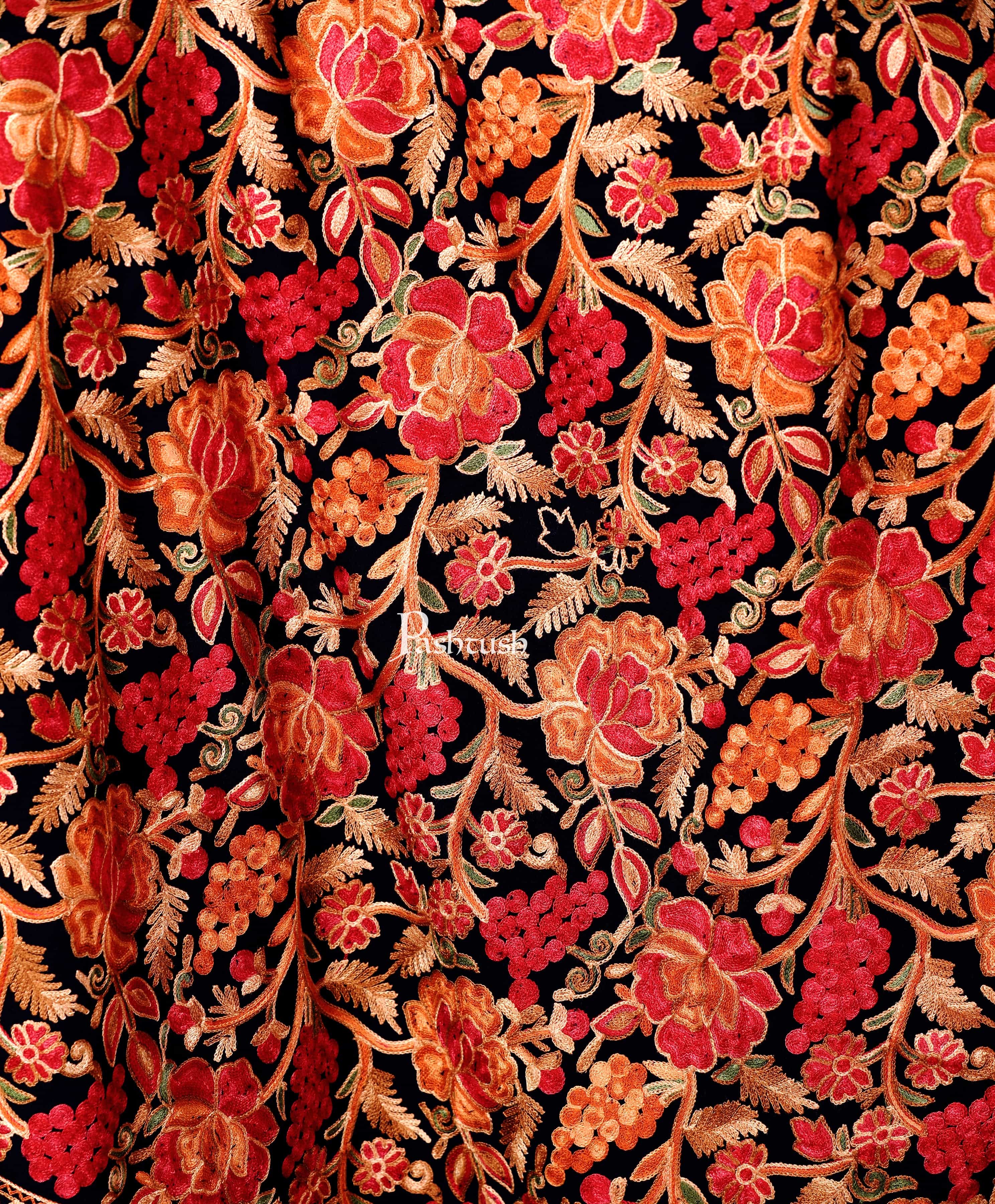 Pashtush Womens Peruvian Roses Scarf, Embroidery Stole, Soft And Warm - Black - Image 2
