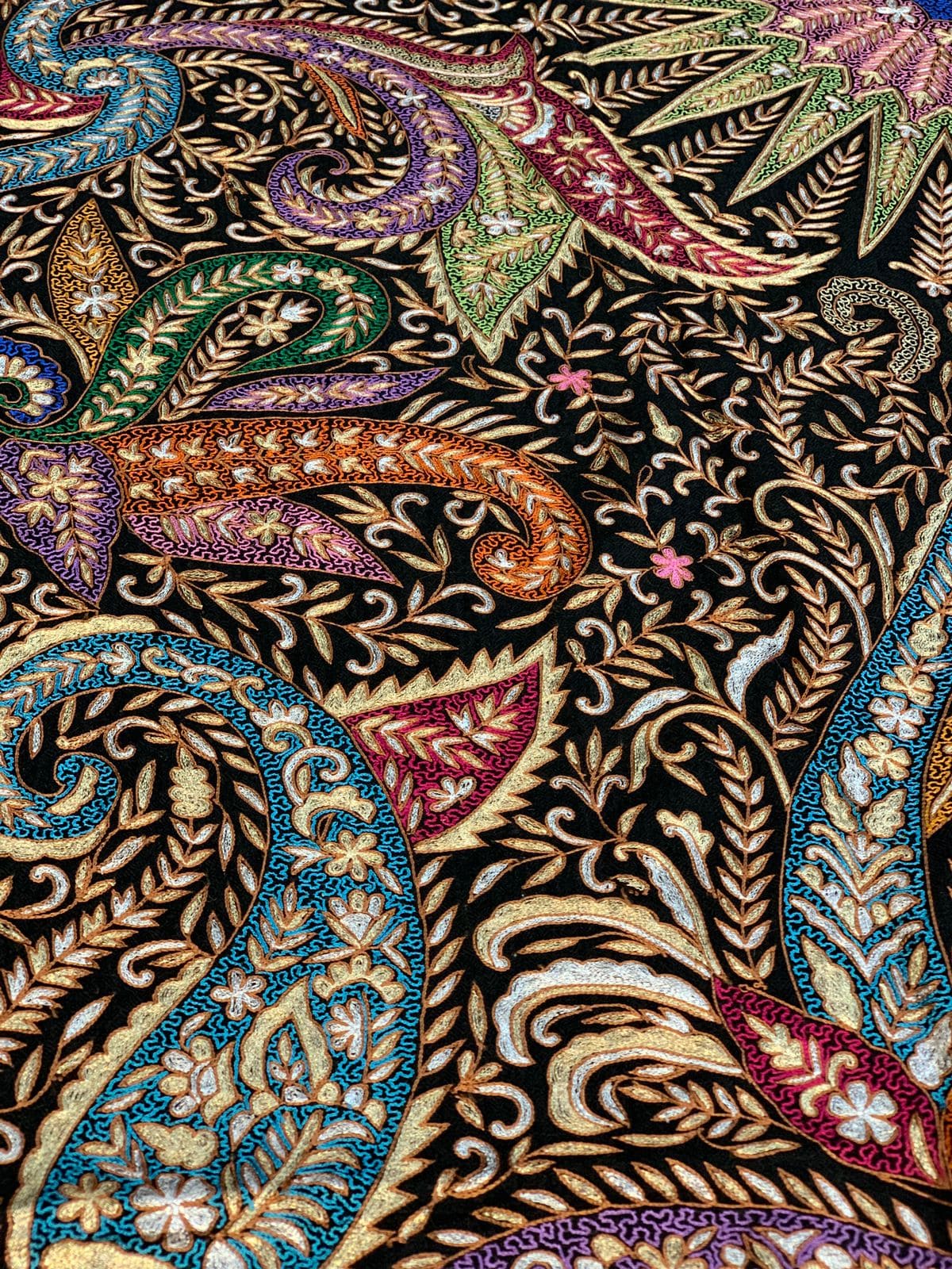 Pashtush Women's Pashmina Shawl, Kashmiri Tilla Work, Handloom, Multicoloured - Image 3