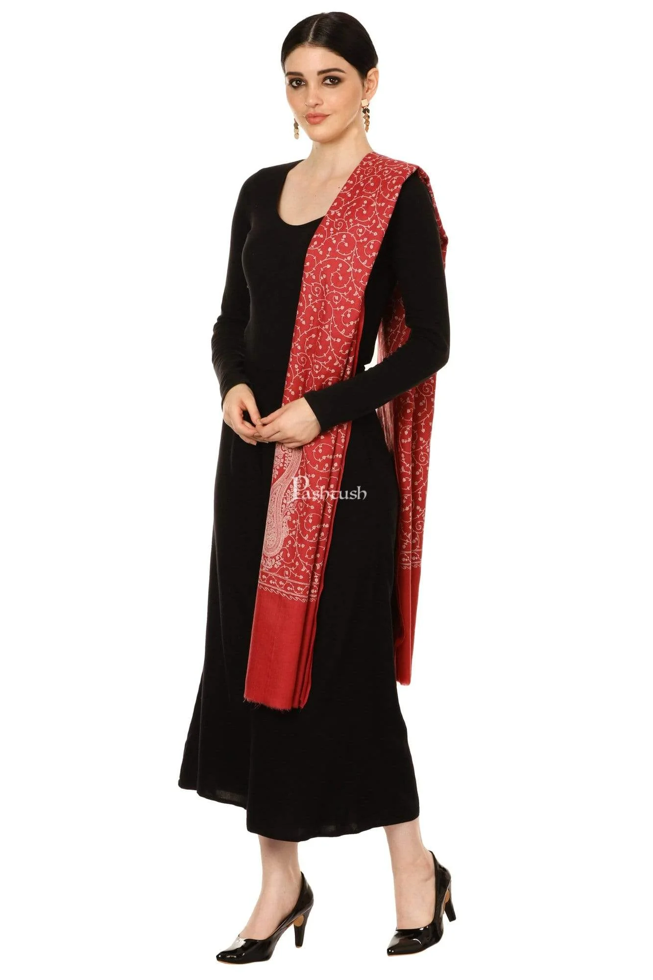 Pashtush Womens Shawl With Tone On Tone Embroidery, Soft And Warm, Light Weight - Image 3