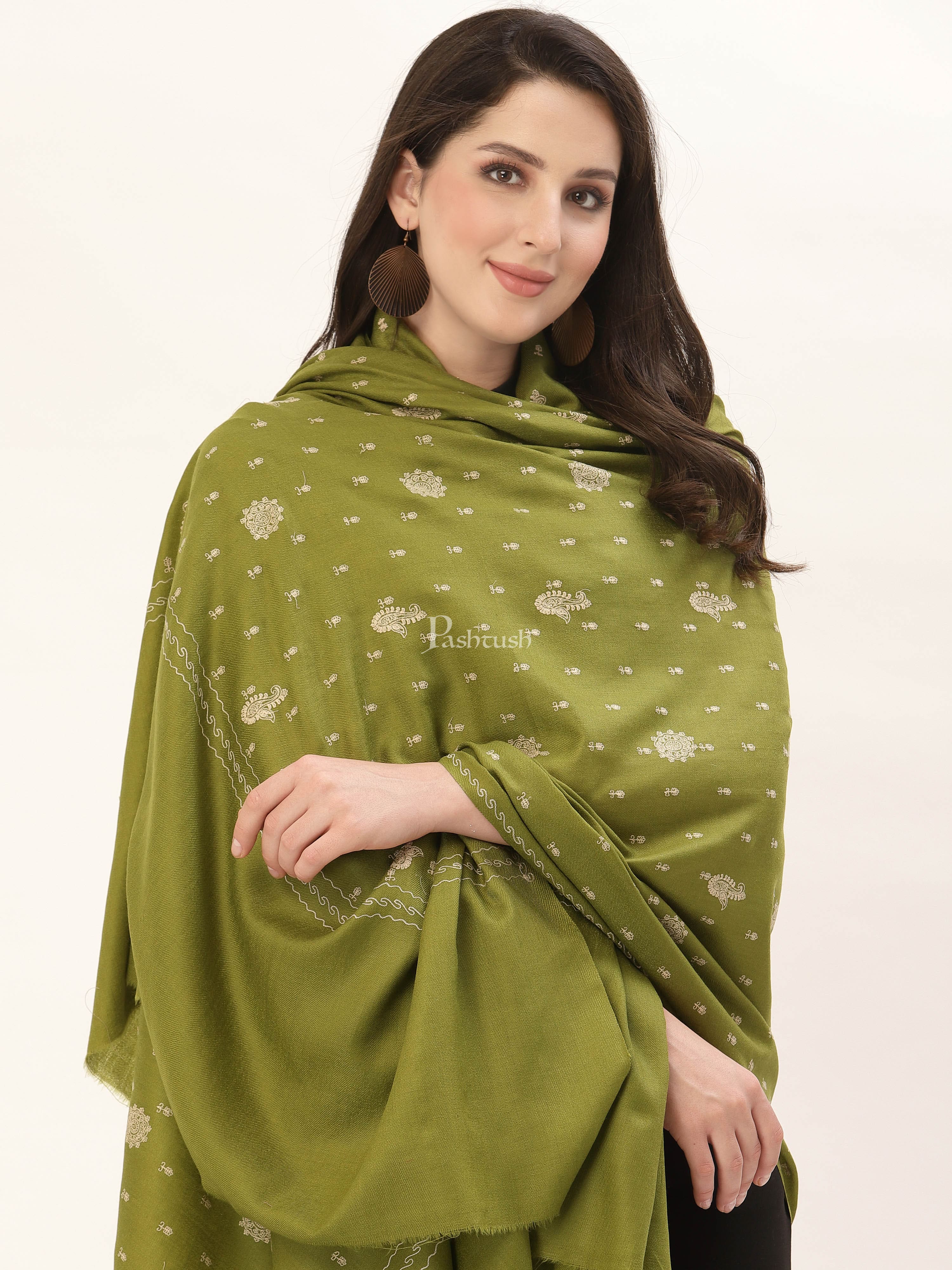 Pashtush Womens Shawl With Tone On Tone Embroidery, Soft, Warm, Light Weight - Image 5