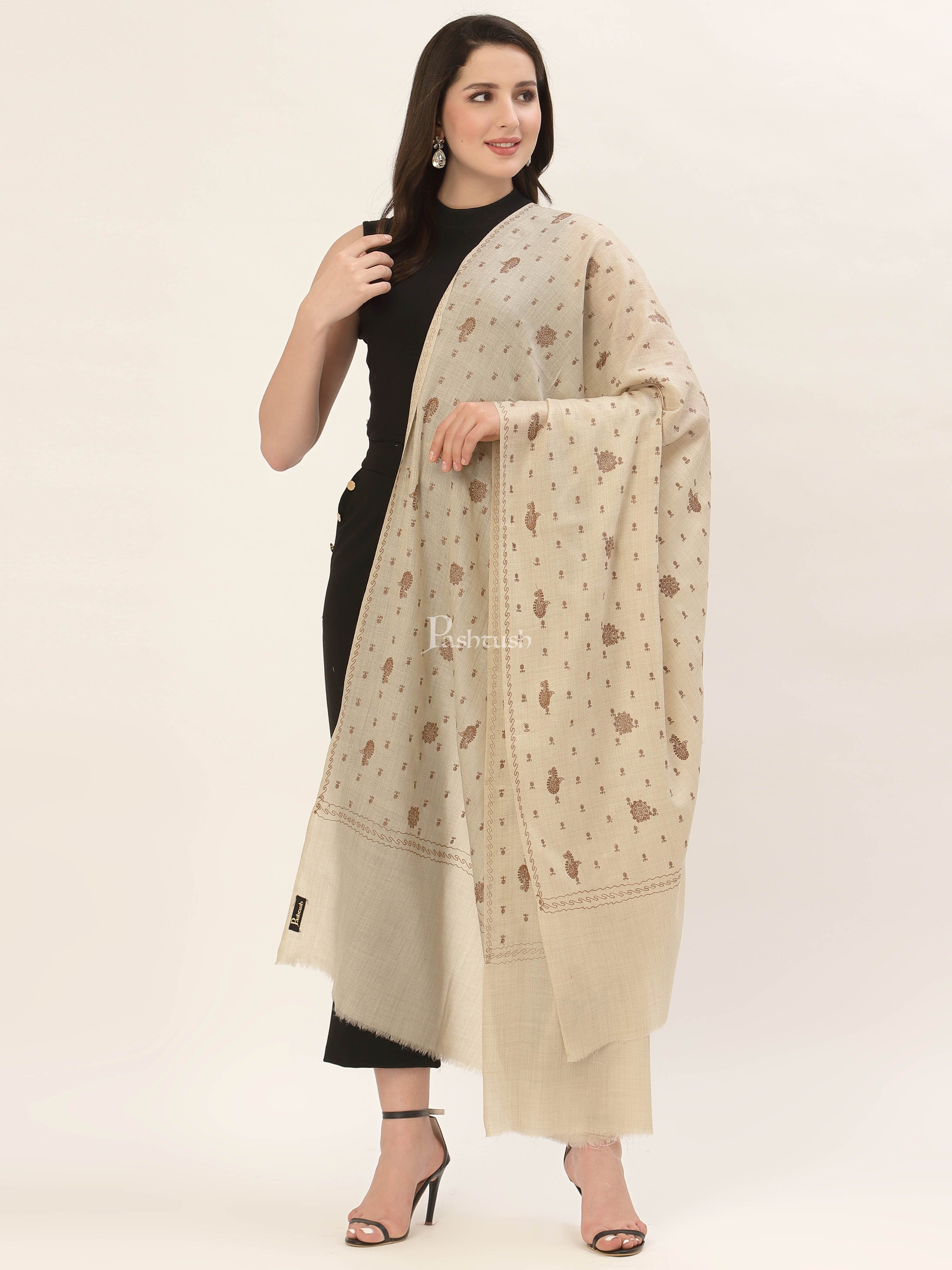 Pashtush Womens Shawl With Tone On Tone Embroidery, Soft, Warm, Light Weight - Image 4