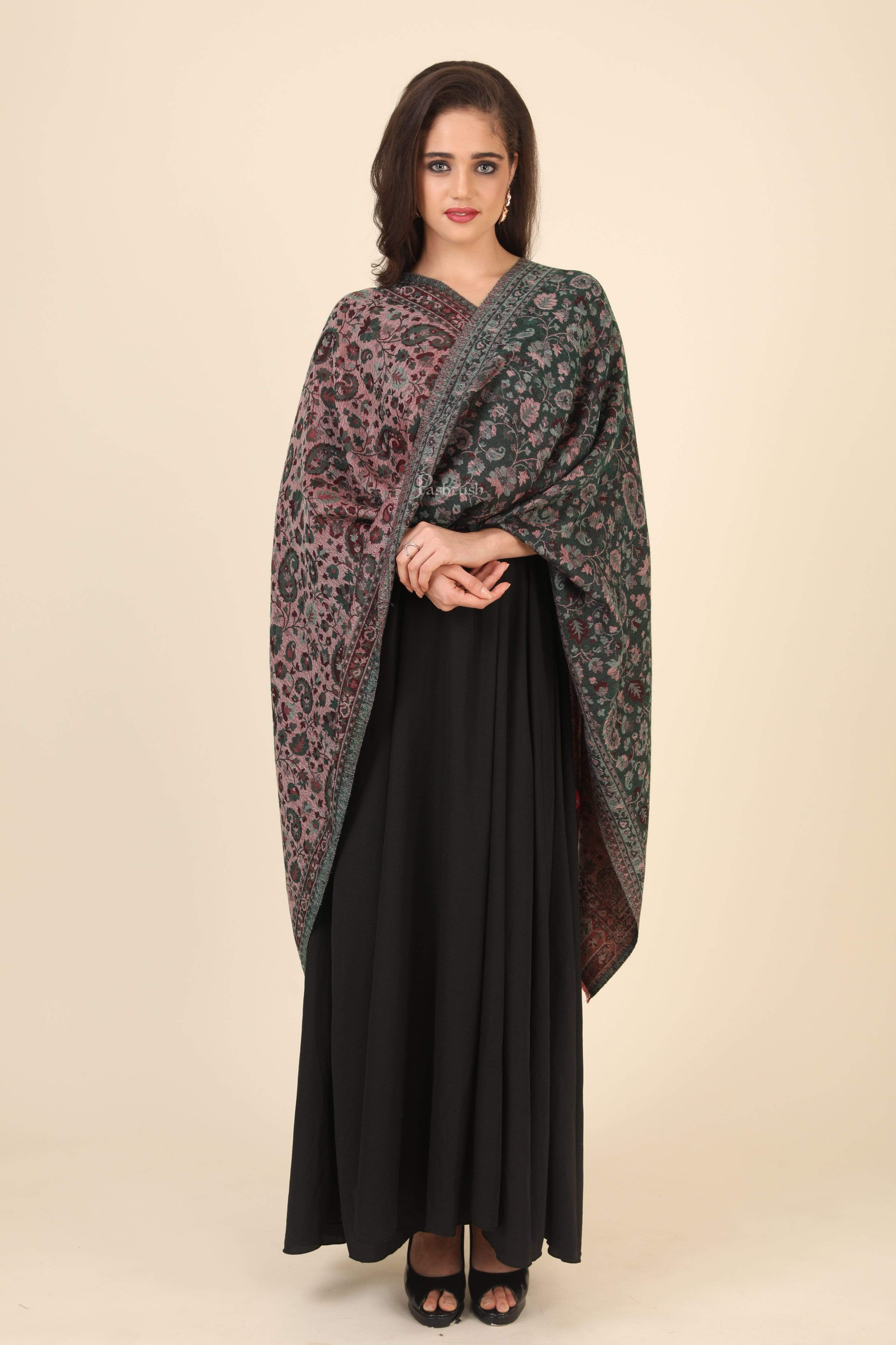 Pashtush Women'S Soft Wool, Reversible Stole, Scarf, Ethnic Weave - Image 4