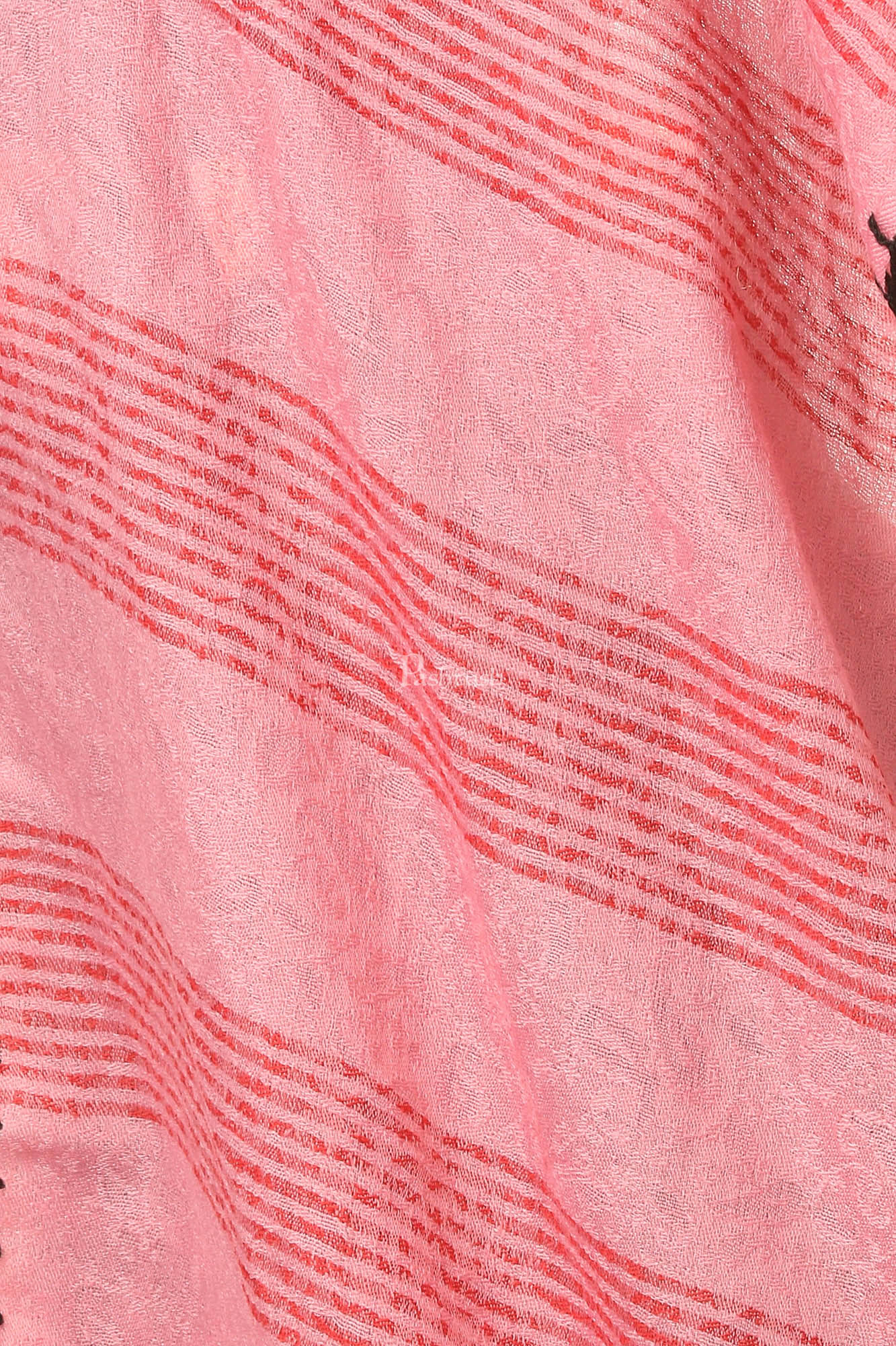 Pashtush Fine Wool Luxury Striped Design Scarf, Stole, Weaving Design - Pink - Image 2