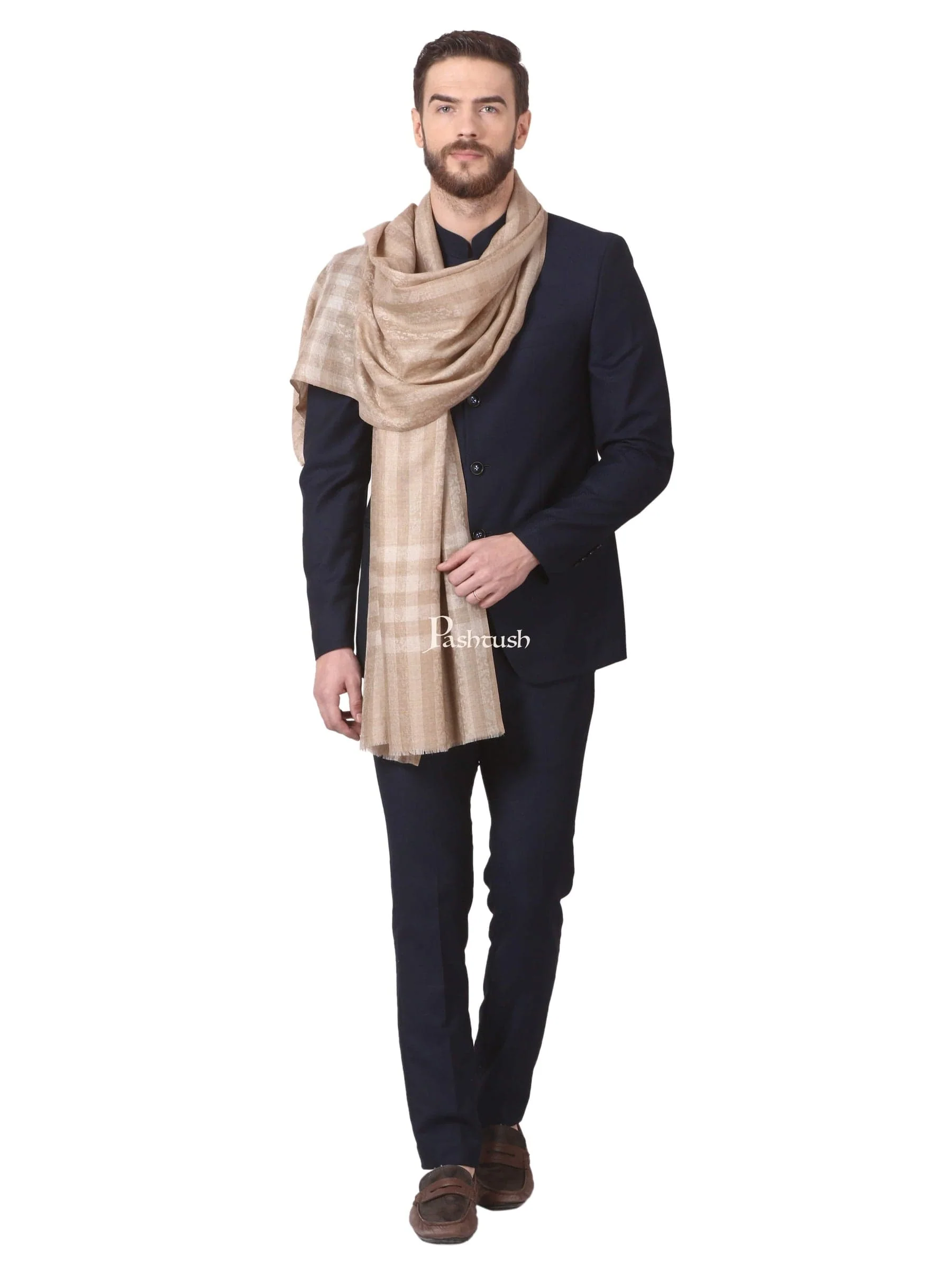 Pashtush His And Her Gift Set of Fine Wool Mens Stole and Womens Bamboo Stole - Image 2