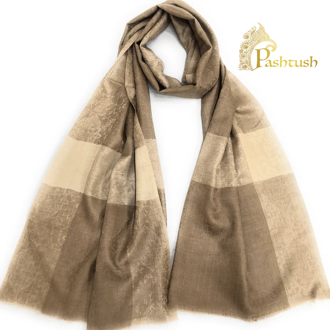 Pashtush His and Her Gift Set of Fine Wool Stoles, Beige and Black, Packaged in Keepsake Wooden Chester Gift Box - Image 8