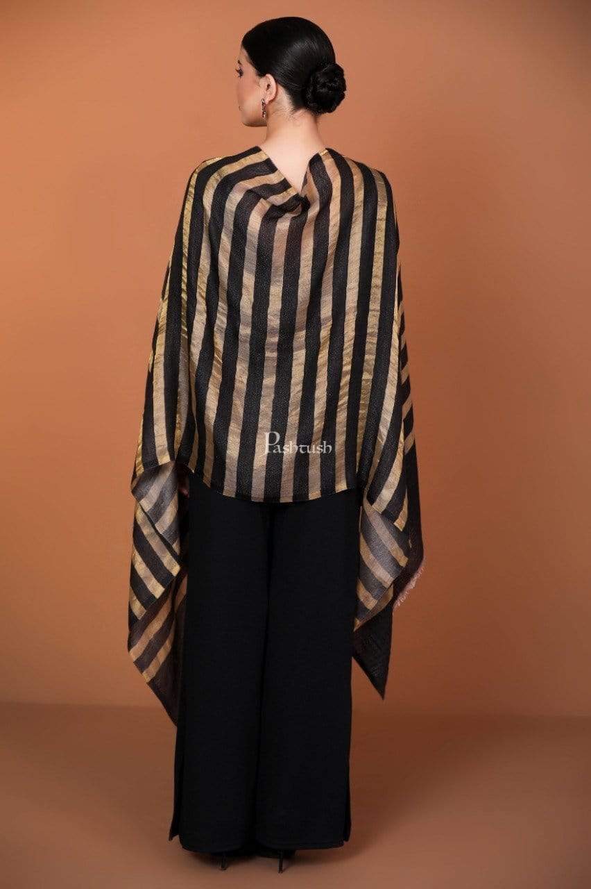 Pashtush His and Her Gift Set of Mens Fine Wool Shawl and Womens Stole, Taupe and Black, Packaged in Keepsake Wooden Chester Gift Box - Image 11