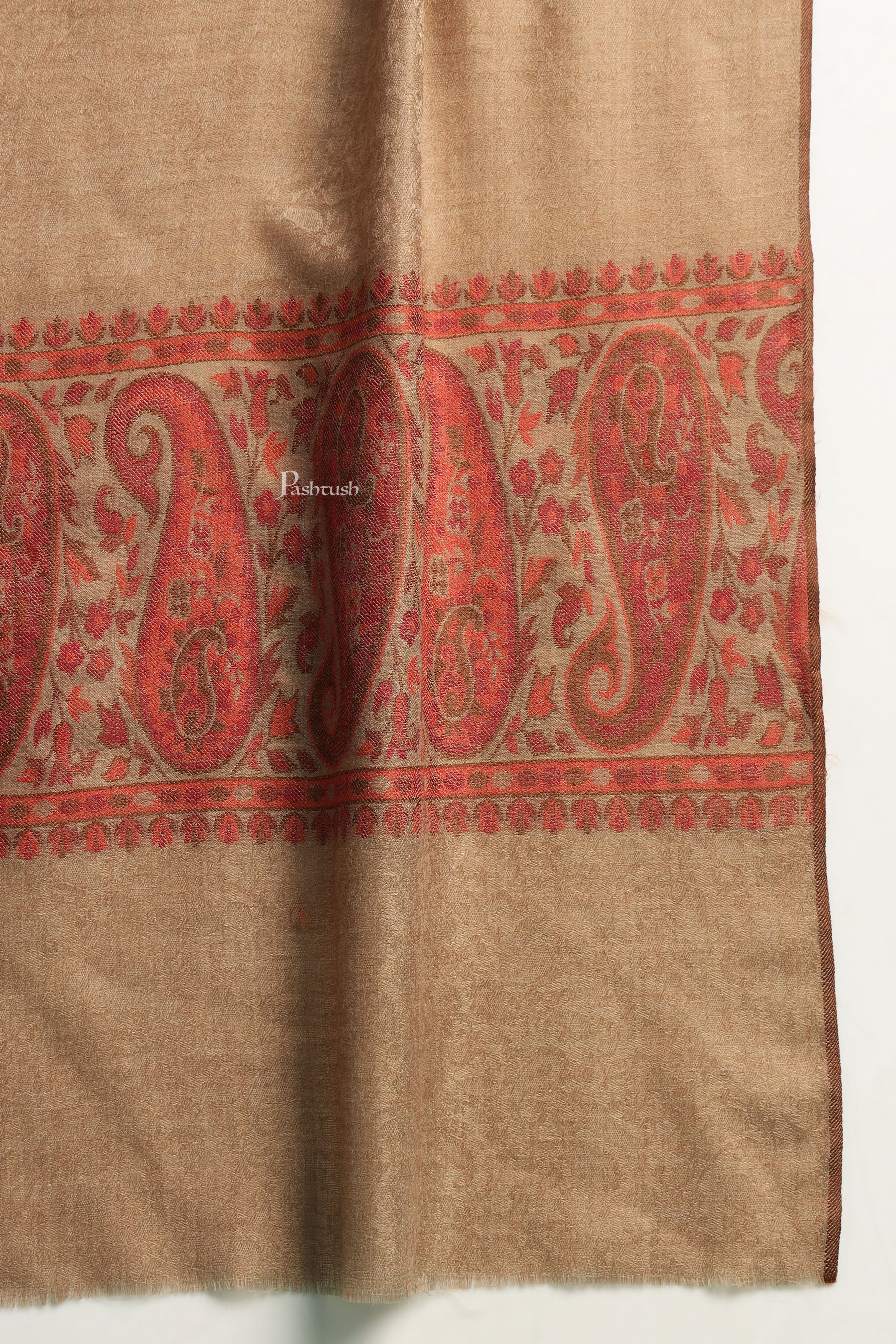 Pashtush His and Her Gift Set of Mens Fine Wool Shawl and Womens Stole, Taupe and Black, Packaged in Keepsake Wooden Chester Gift Box - Image 9