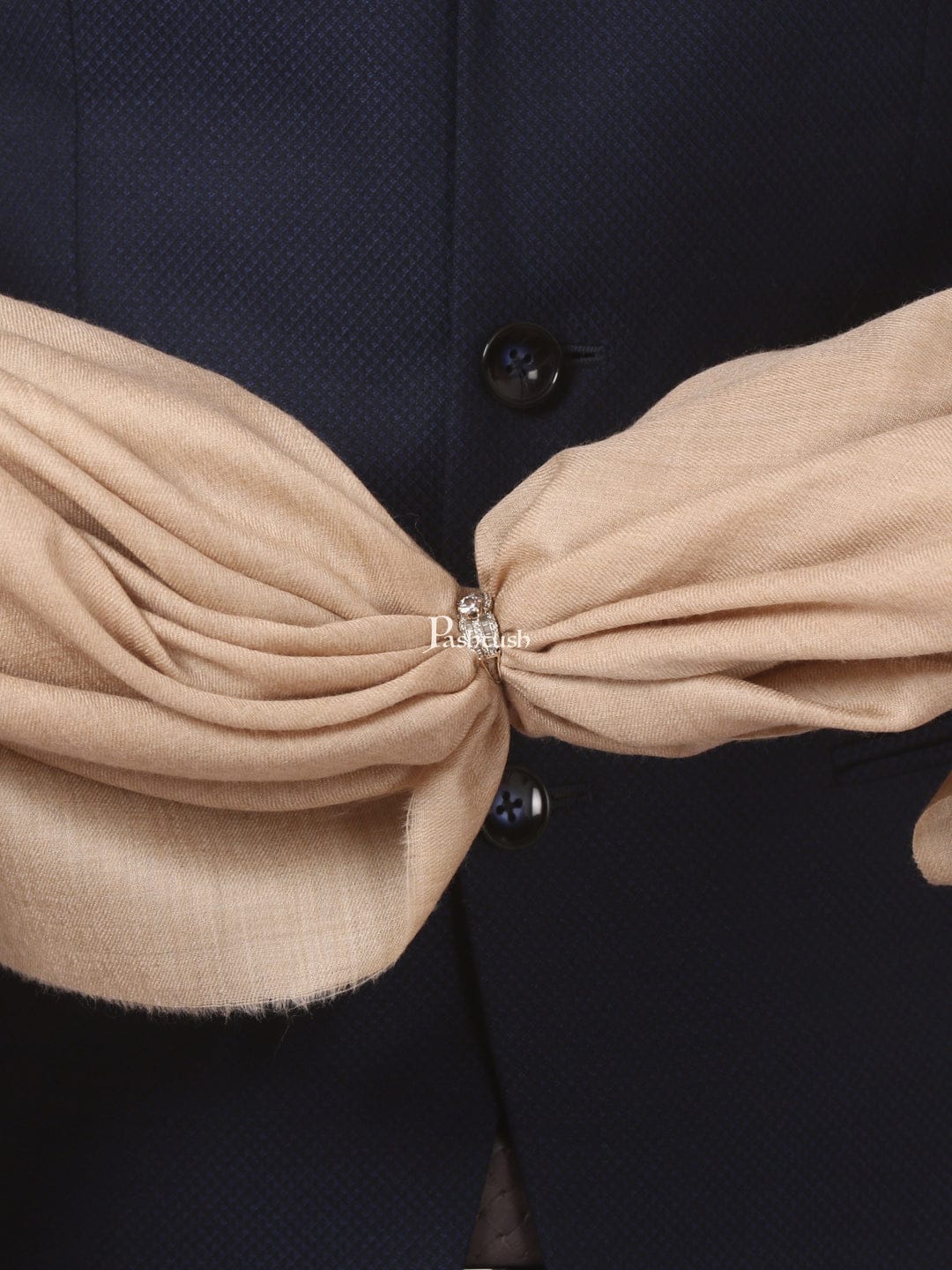 Pashtush His And Her Set Of 100% Pure Wool Shawls, Premium Gift Box Packaging, Beige and Black - Image 3
