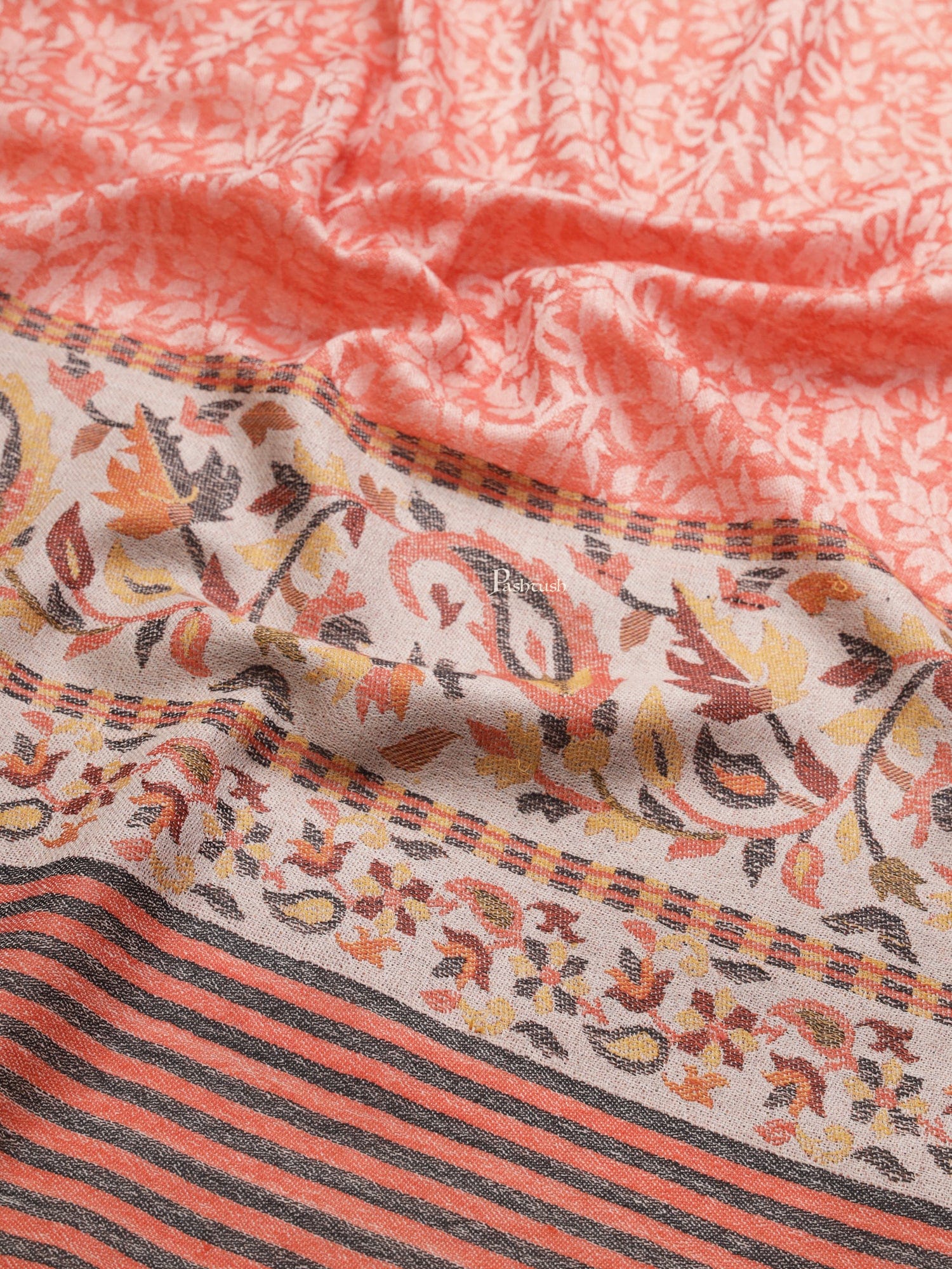Pashtush His And Her Set Of Check Shawl and Ethnic Palla Shawl With Premium Gift Box Packaging, Black and Orange - Image 9