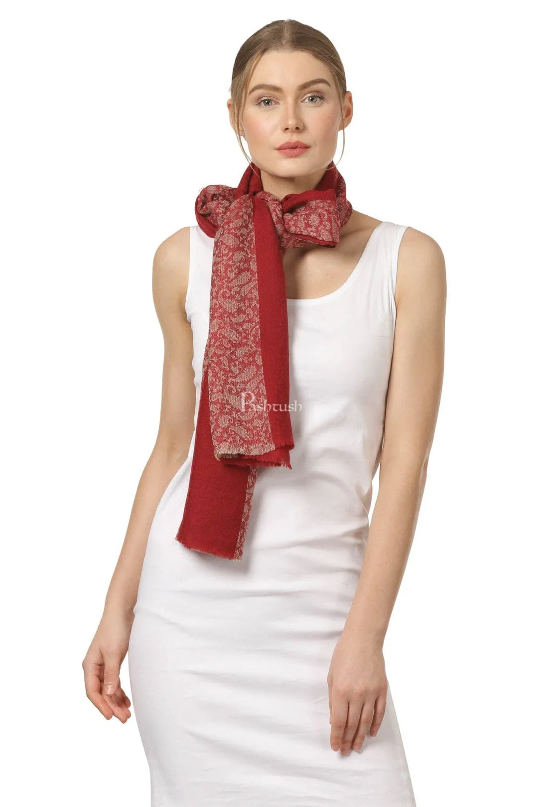 Pashtush His And Her Set Of Fine Wool Stoles, Premium Gift Box Packaging, Coffee and Maroon - Image 9