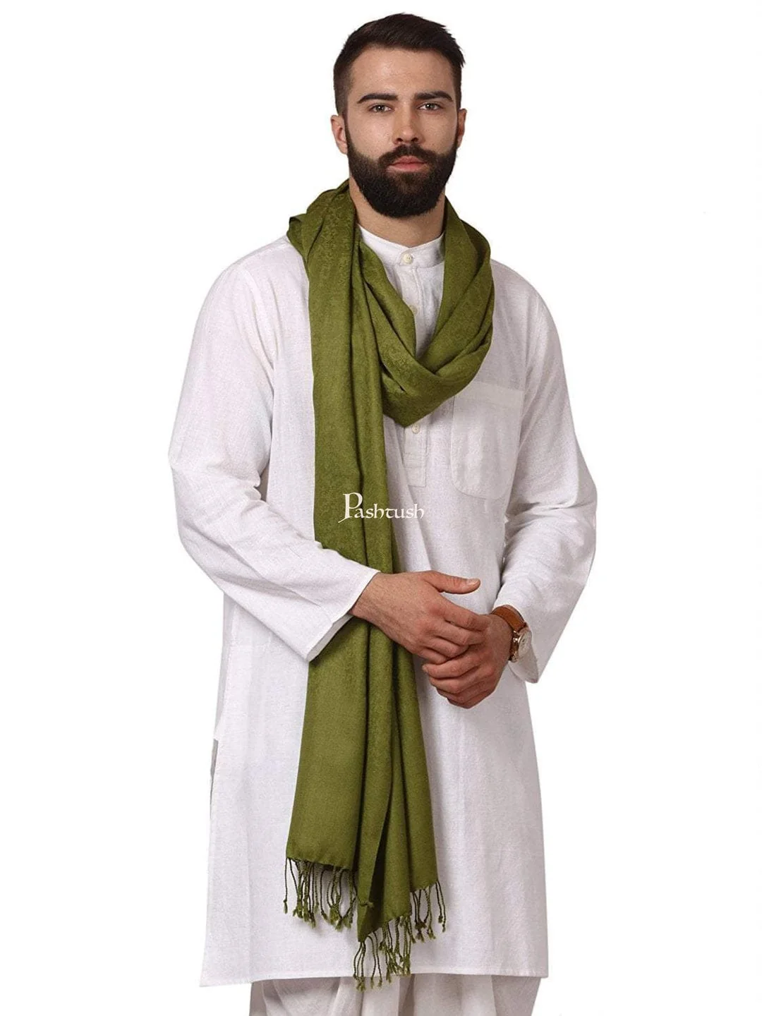 Pashtush His And Her Set Of Fine Wool Stoles, Premium Gift Box Packaging, Emerald Green - Image 4