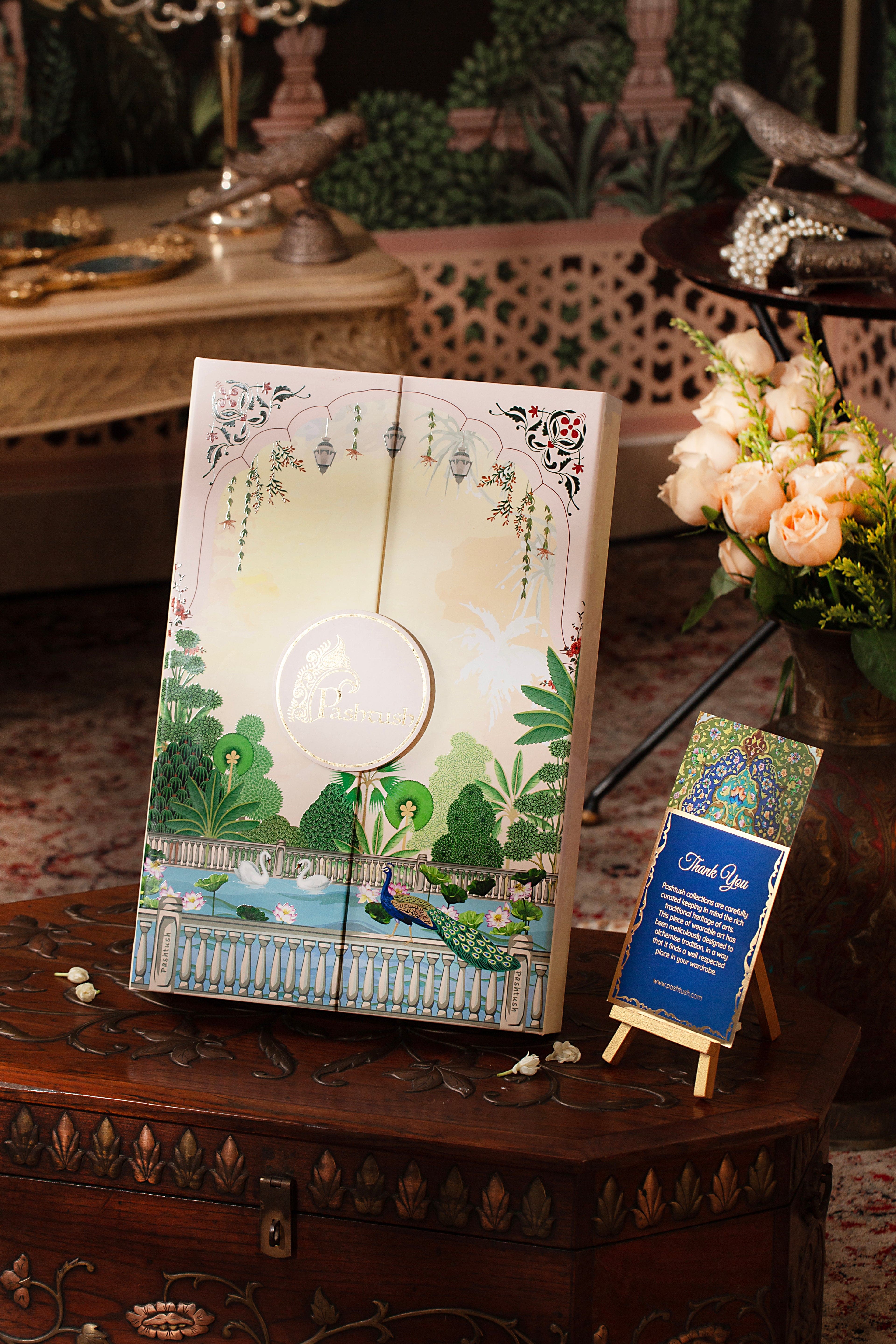 Pashtush His And Her Set Of Fine Wool Stoles, Premium Gift Box Packaging, Taupe and Beige - Image 3
