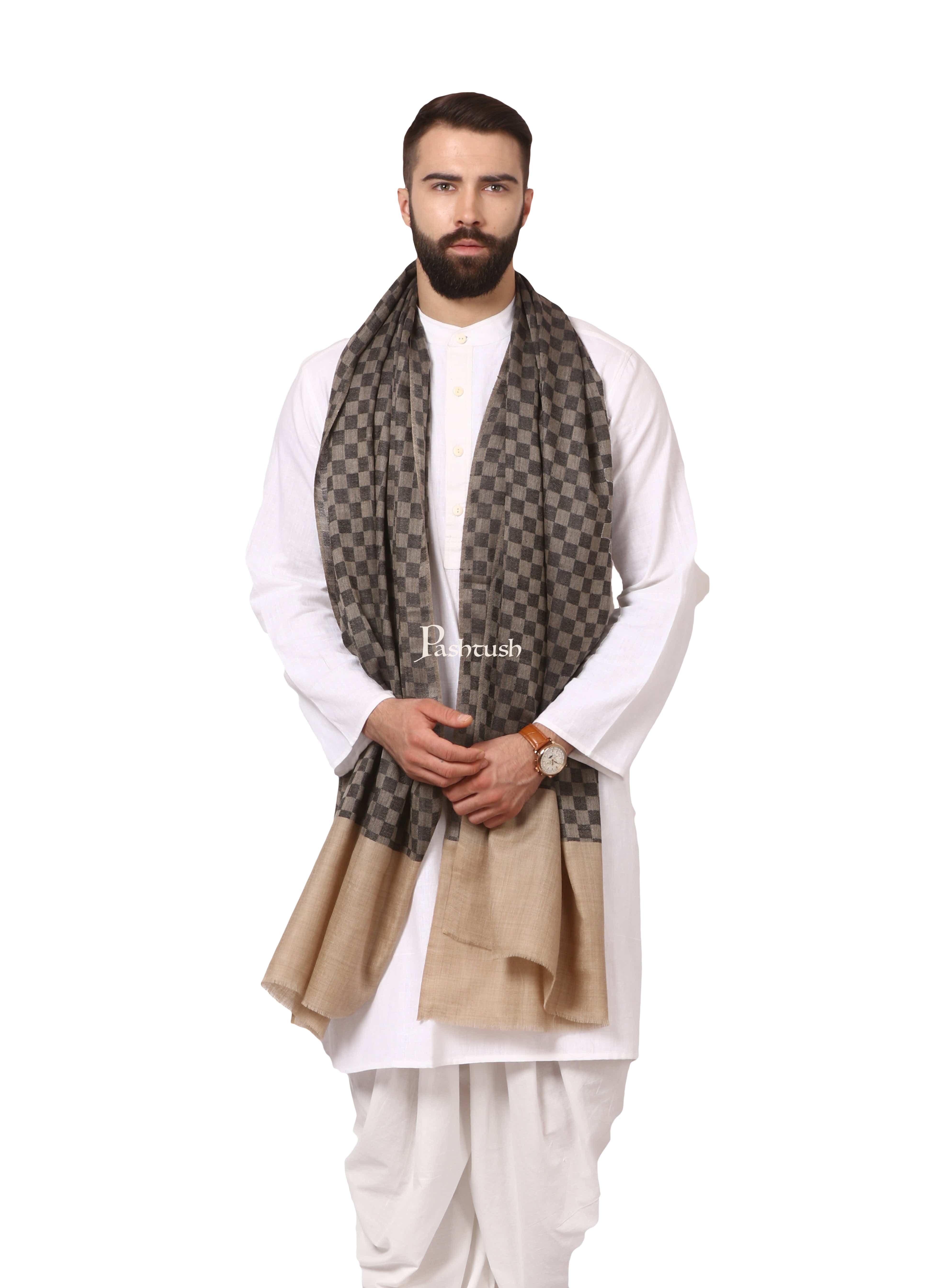 Pashtush His And Her Set Of Mens Fine Wool Stole and Womens Bamboo Stole, Premium Gift Box Packaging, Black and Multicolour - Image 4