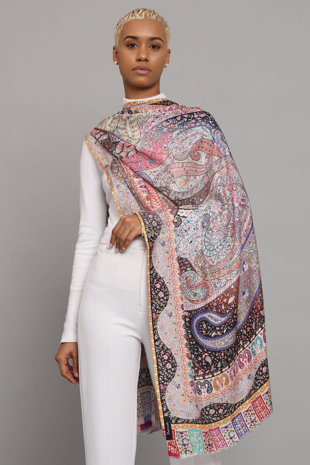 Pashtush His And Her Set Of Mens Fine Wool Stole and Womens Bamboo Stole, Premium Gift Box Packaging, Purple and Multicolour - Image 12