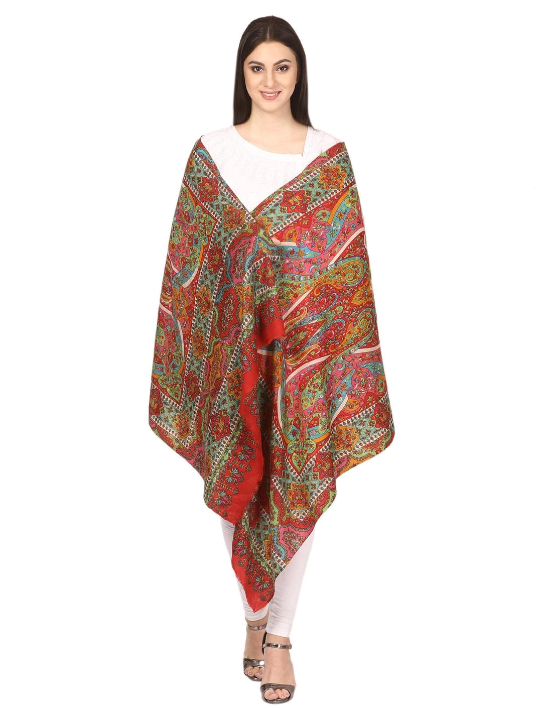Pashtush His And Her Set Of Mens Fine Wool Stole and Womens Printed Kalamkari Stole, Premium Gift Box Packaging, Black - Image 13