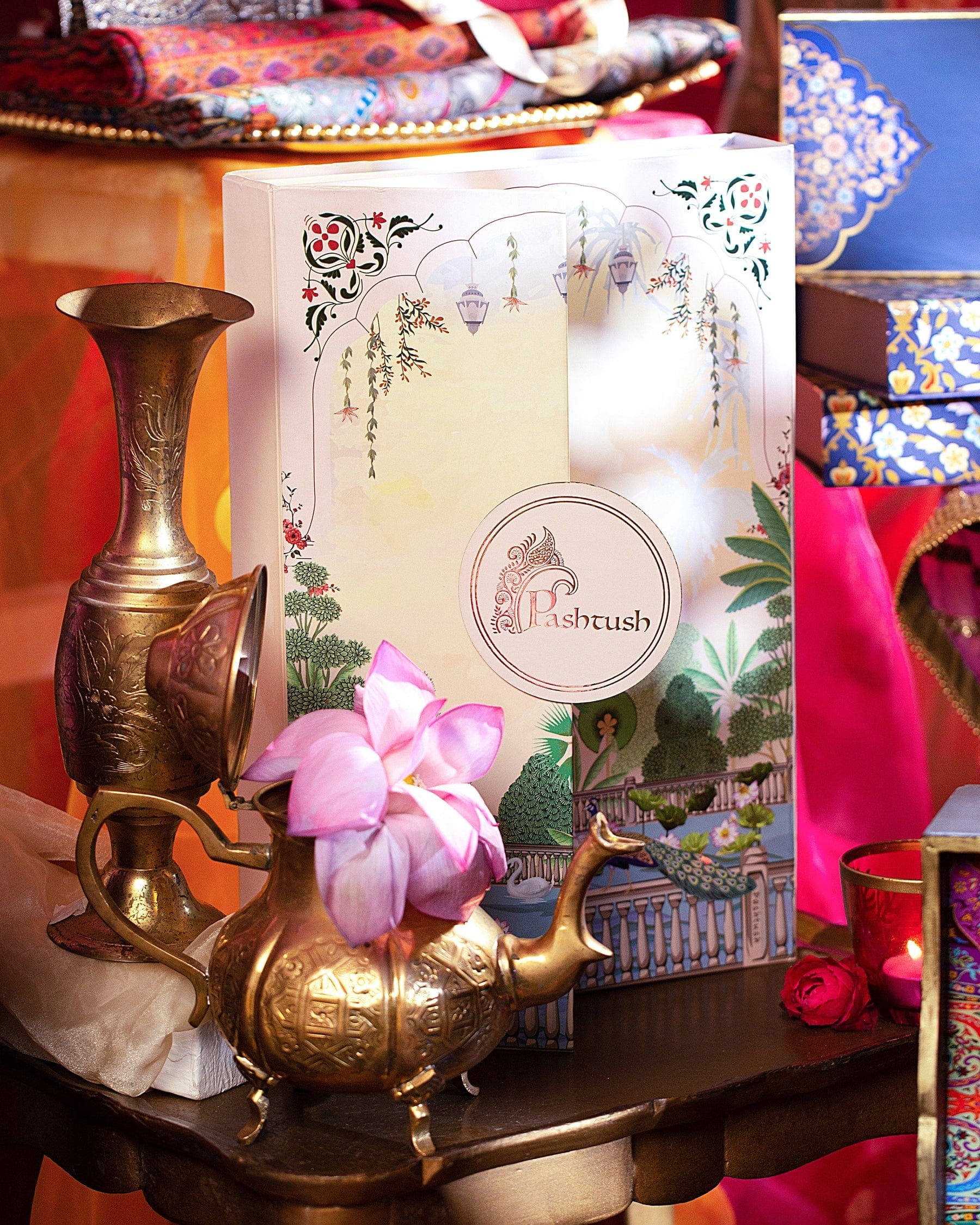 Pashtush His And Her Set Of Printed Stoles With Premium Gift Box Packaging, Black and Multi Colour - Image 2