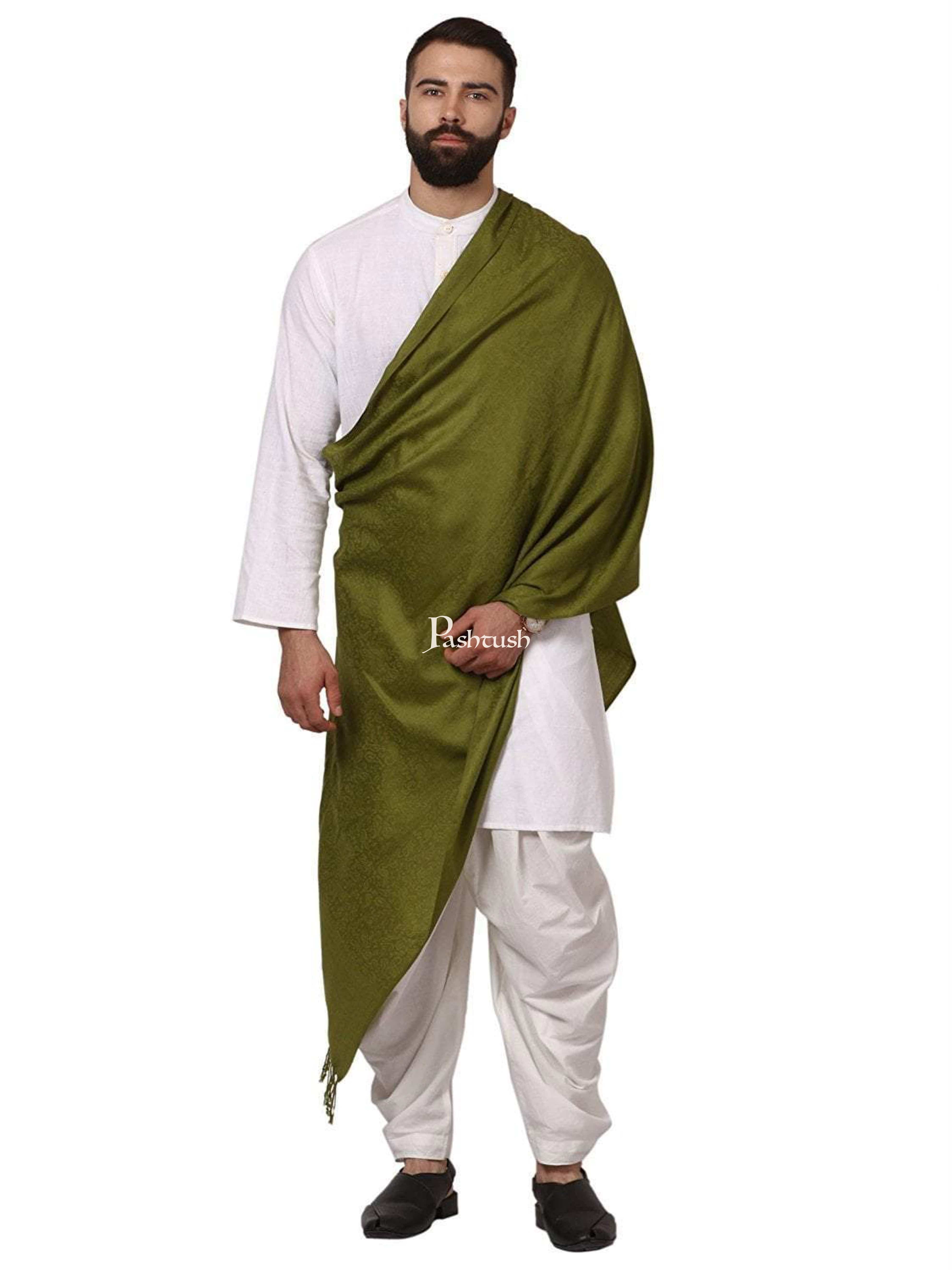 Pashtush His And Her Set Of Self and Bamboo Printed Stoles With Premium Gift Box Packaging, Emerald Green and Multi color - Image 3
