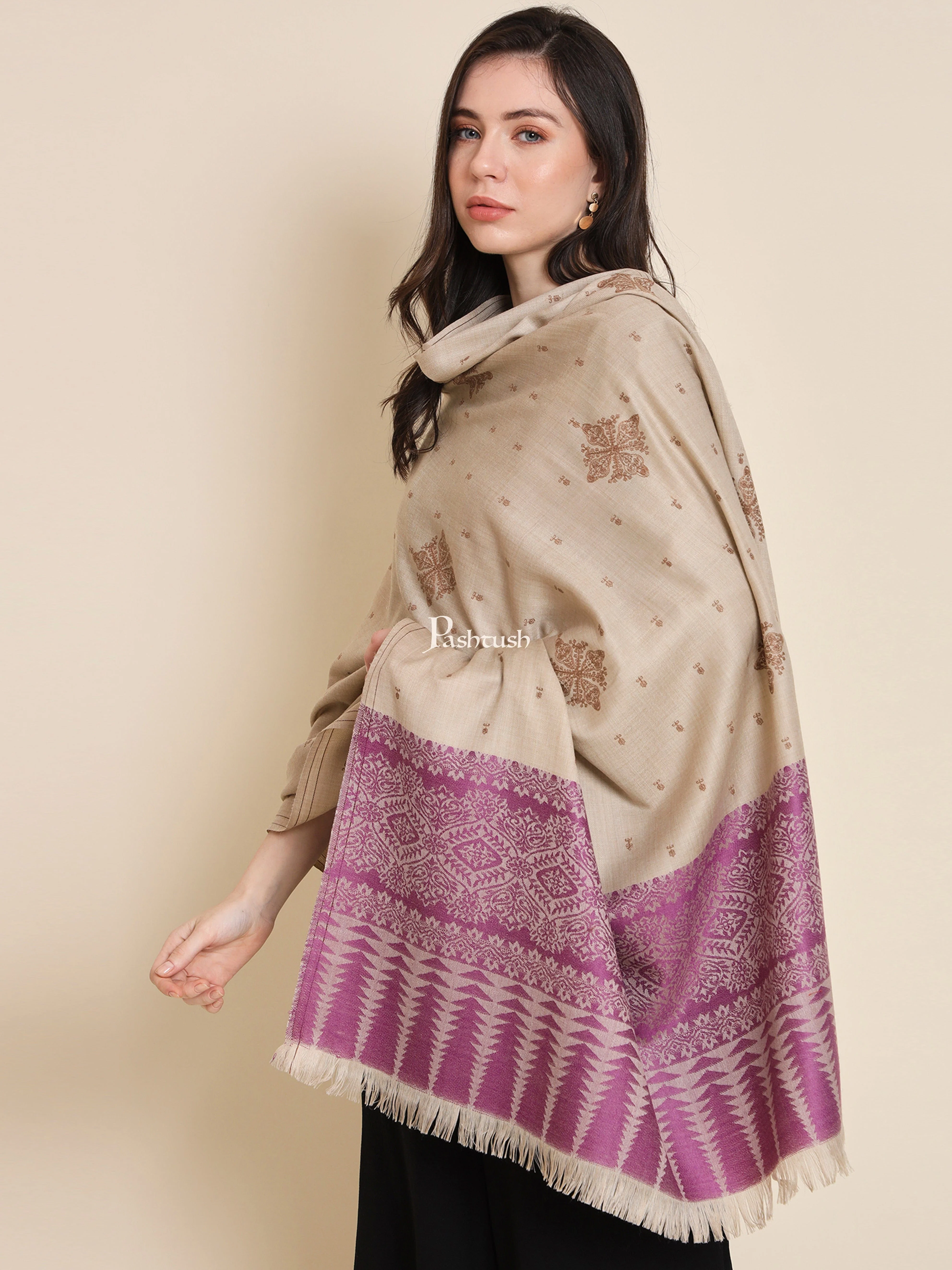 Pashtush His and Her Set of Stoles with Premium Gift Box Packaging, Beige and Powder Pink - Image 13