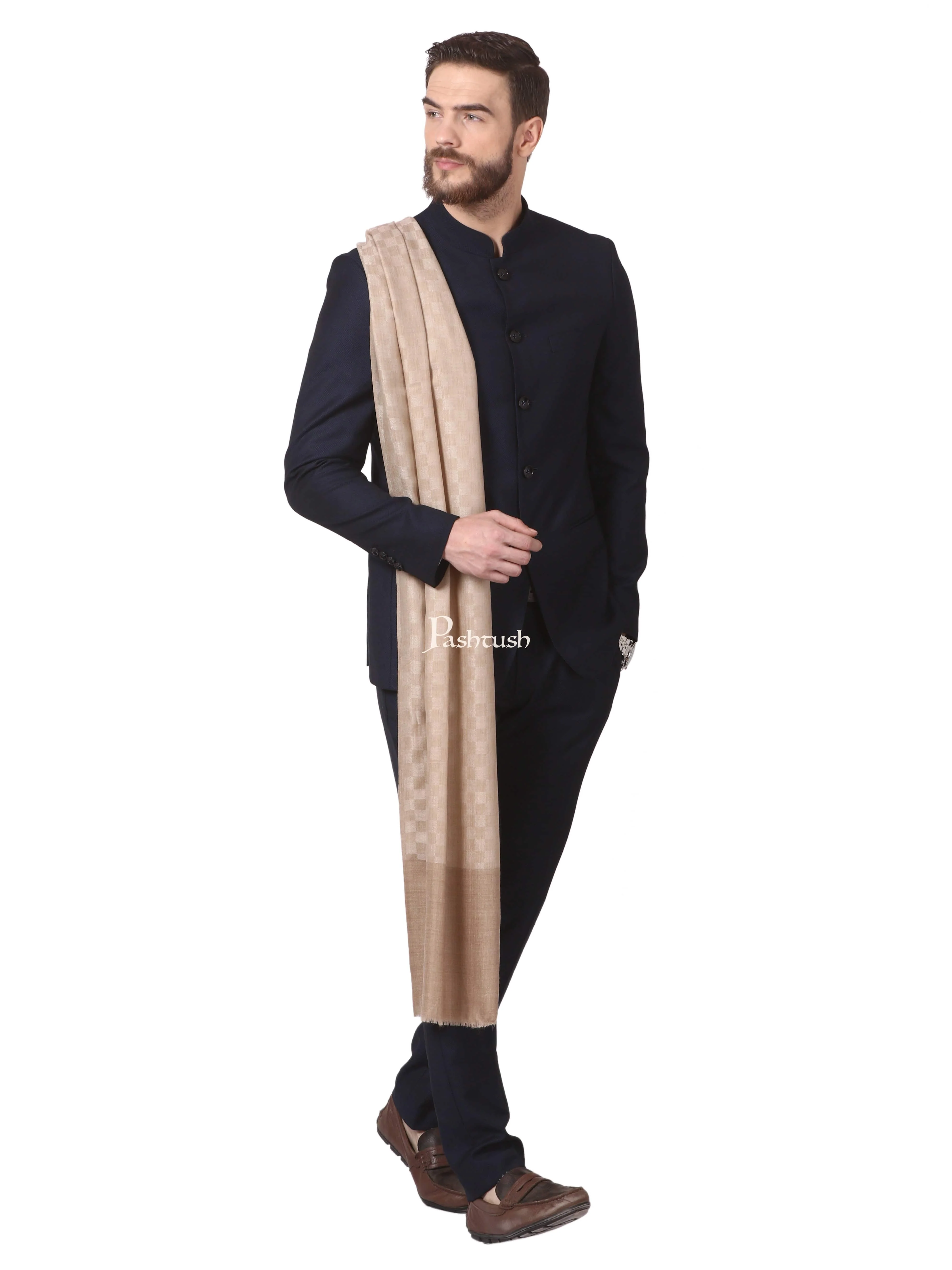 Pashtush His and Her Set of Stoles with Premium Gift Box Packaging, Beige and Powder Pink - Image 7