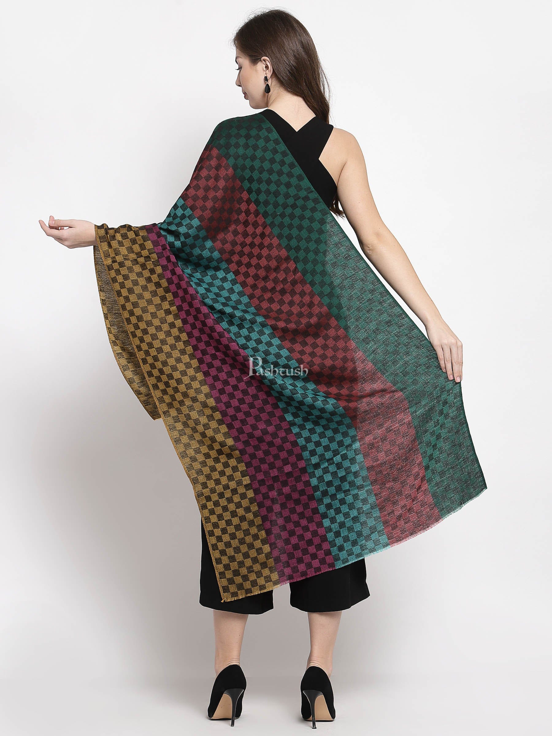 Pashtush His and Her Set of Stoles with Premium Gift Box Packaging, Taupe and Multicoloured. - Image 6