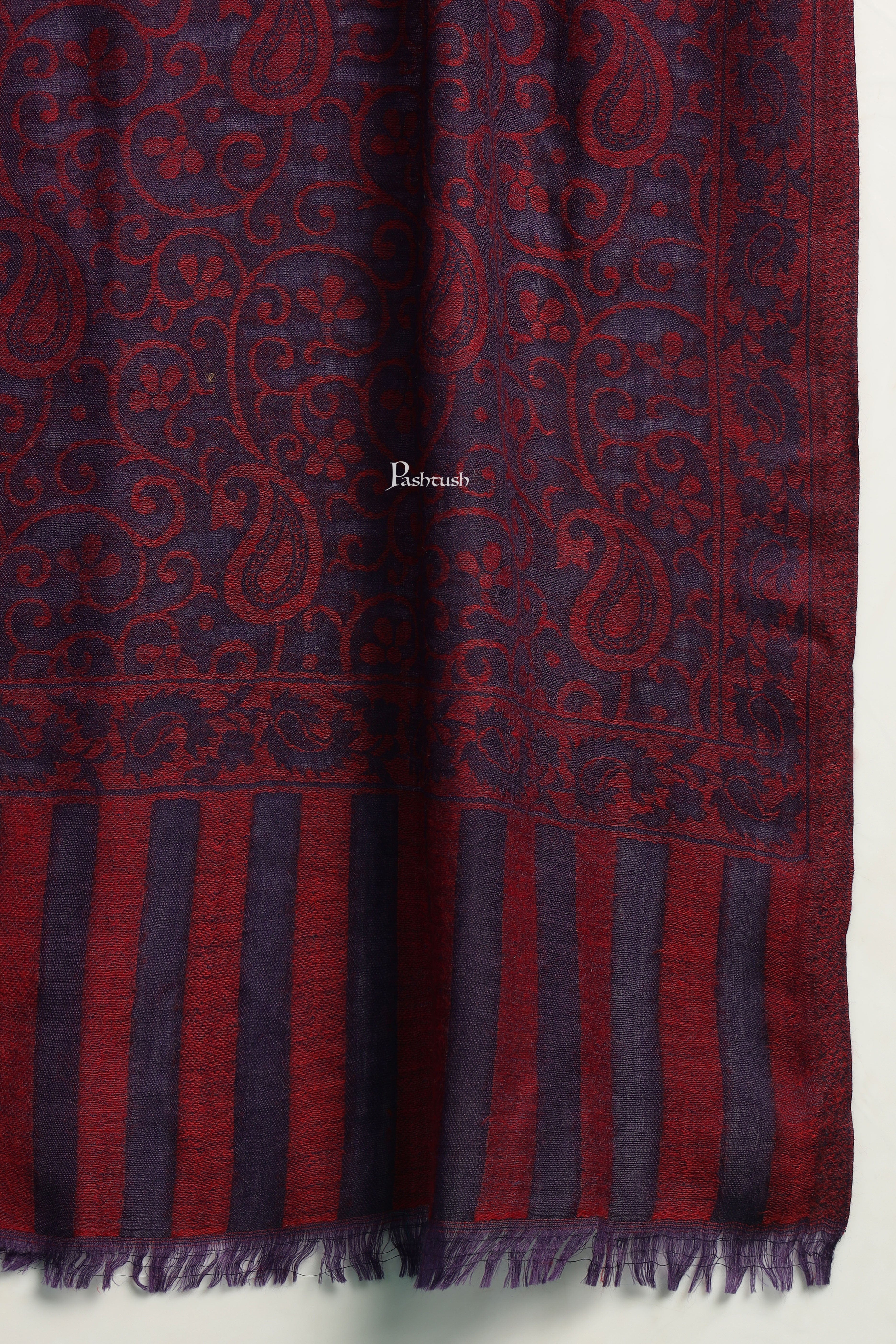 Pashtush Mens 100% Pure Wool With Woolmark Certificate Stole, Paisley Design, Blue - Image 2