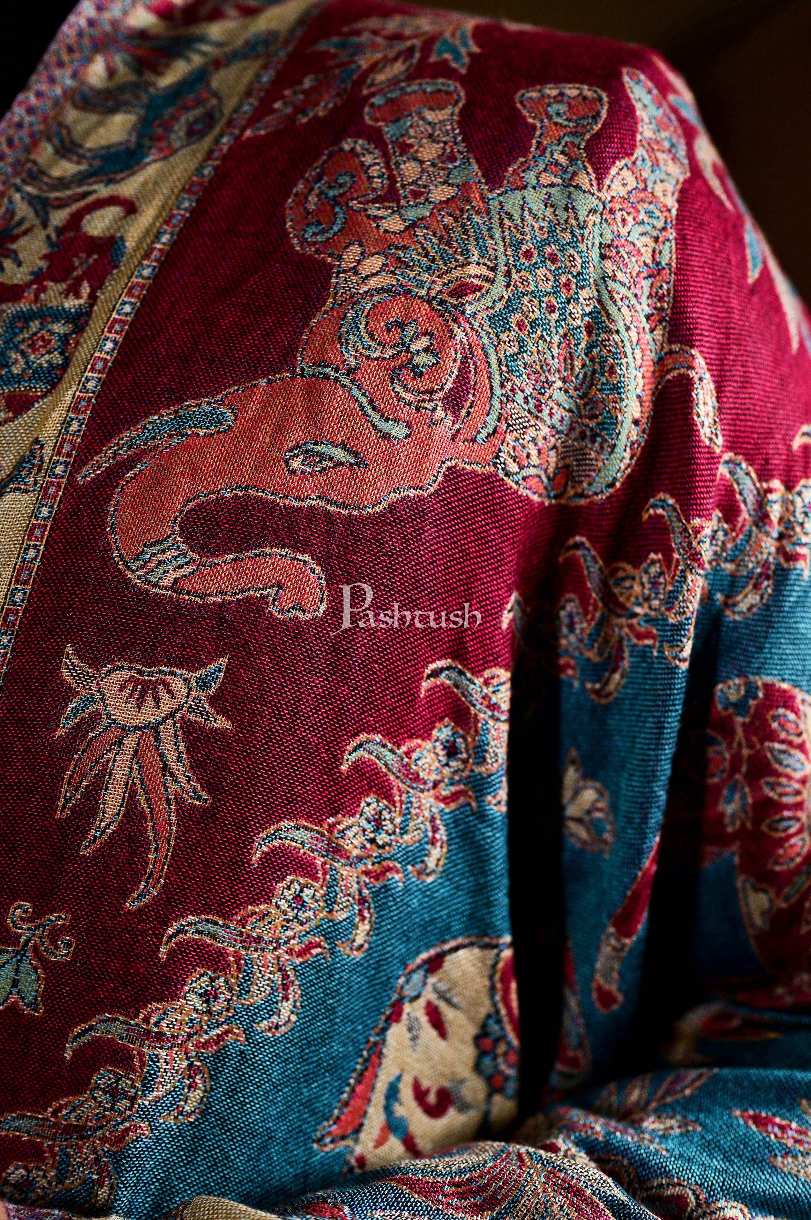 Pashtush Mens Bamboo Reversible Muffler Tribal Elephants - Image 2