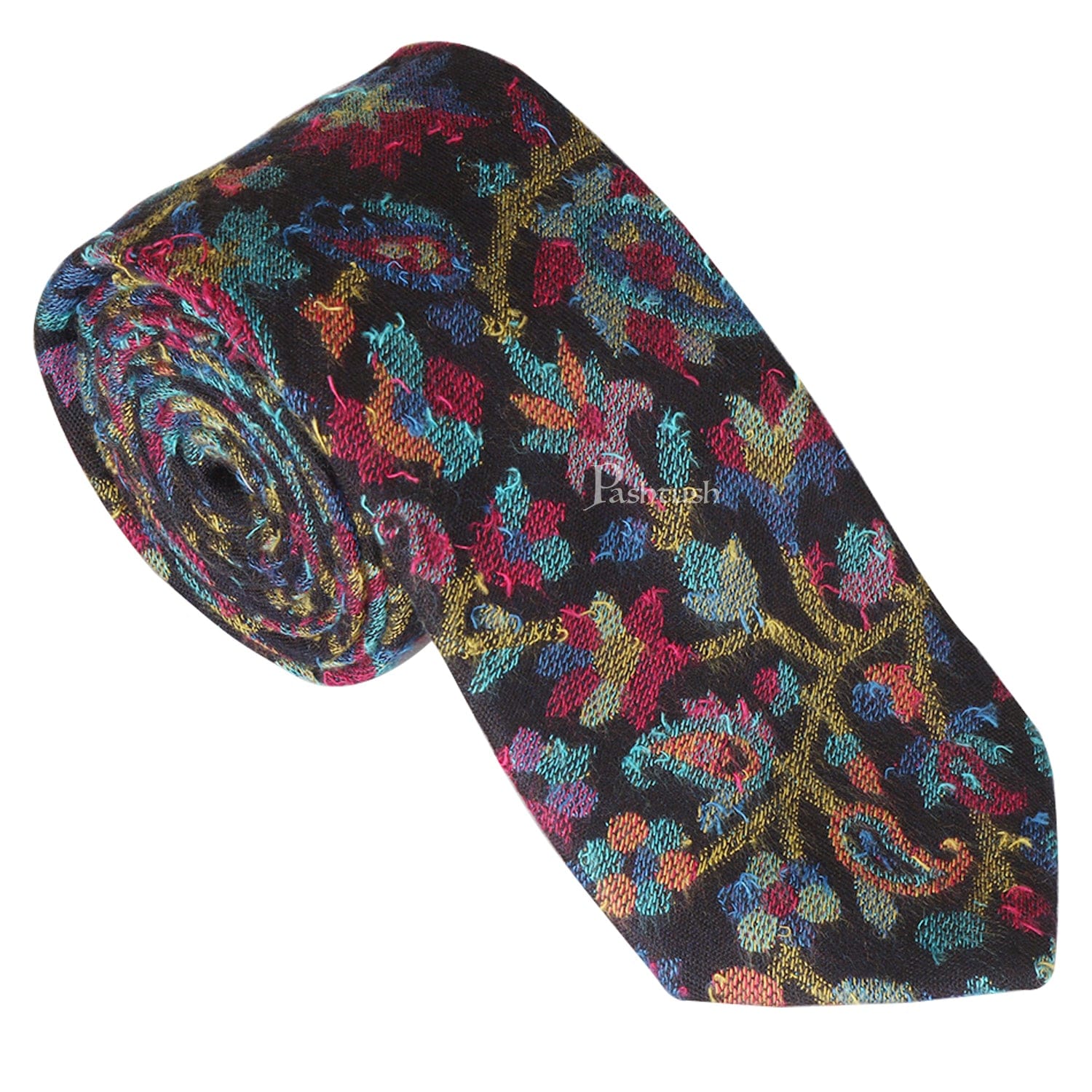Pashtush mens Bamboo tie, Jacquard Woven design, Multicolour - Image 2