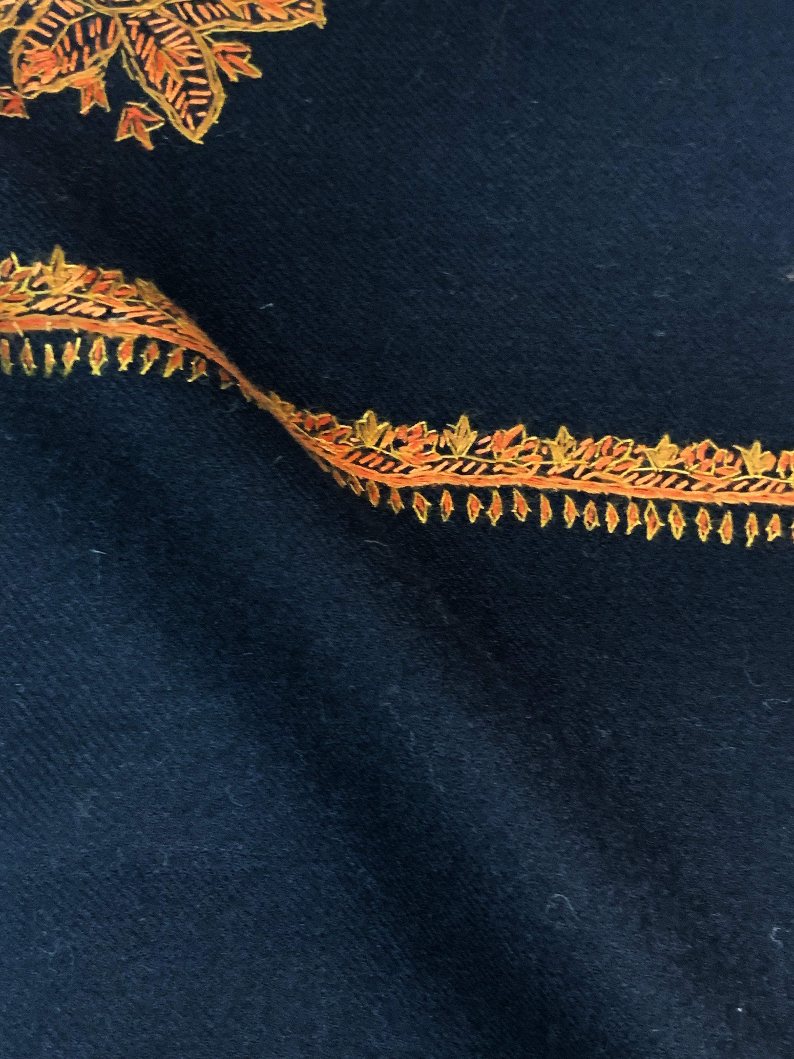 Pashtush Mens Embroidery Shawl, Gents Thick Wool Shawls, 100% Handmade Embroidery, Black - Image 3