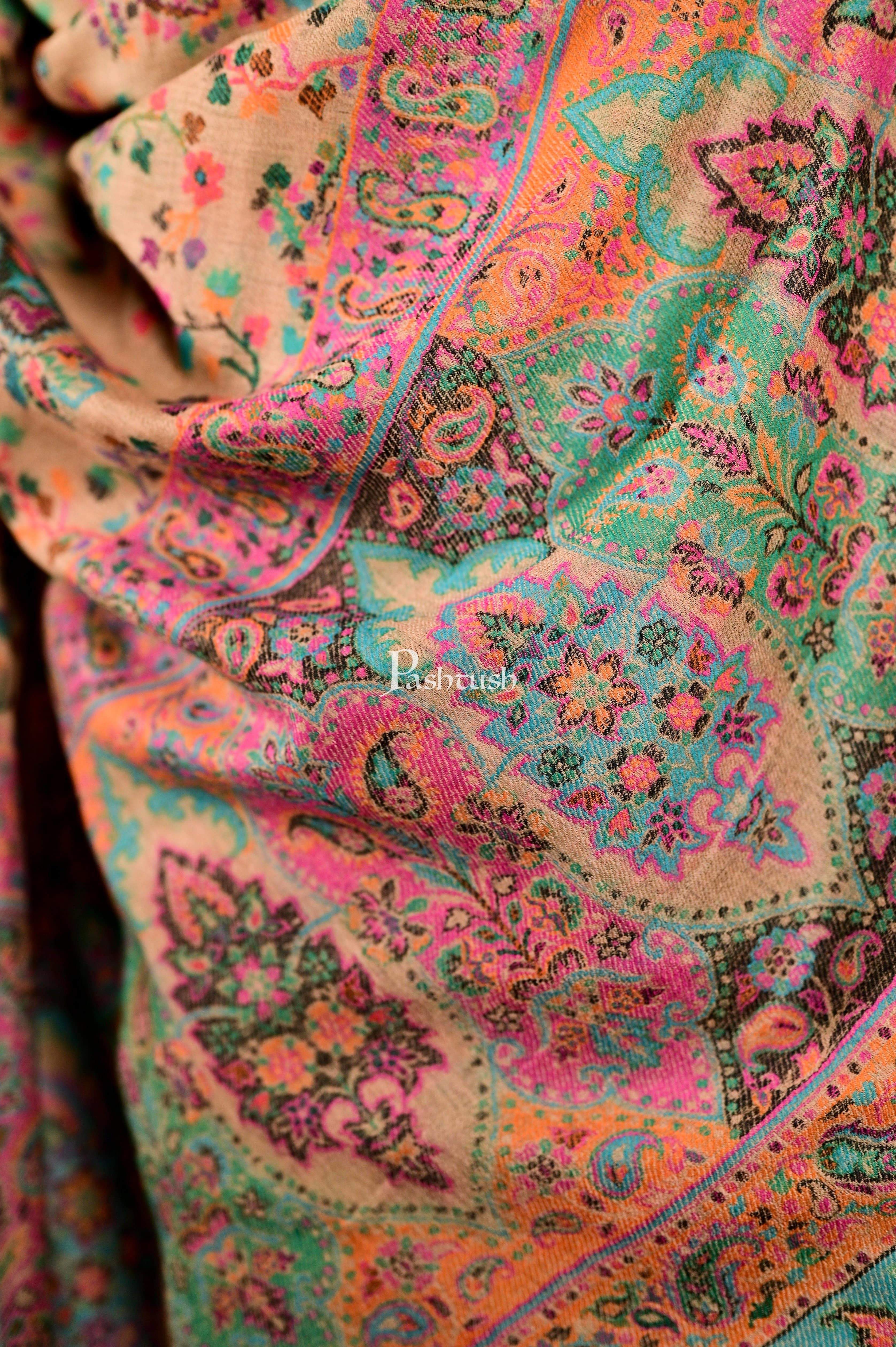 Pashtush Mens Ethnic Stole, Pastel Coloured Weave, Pure Wool, Woolmark Certificate - Image 2