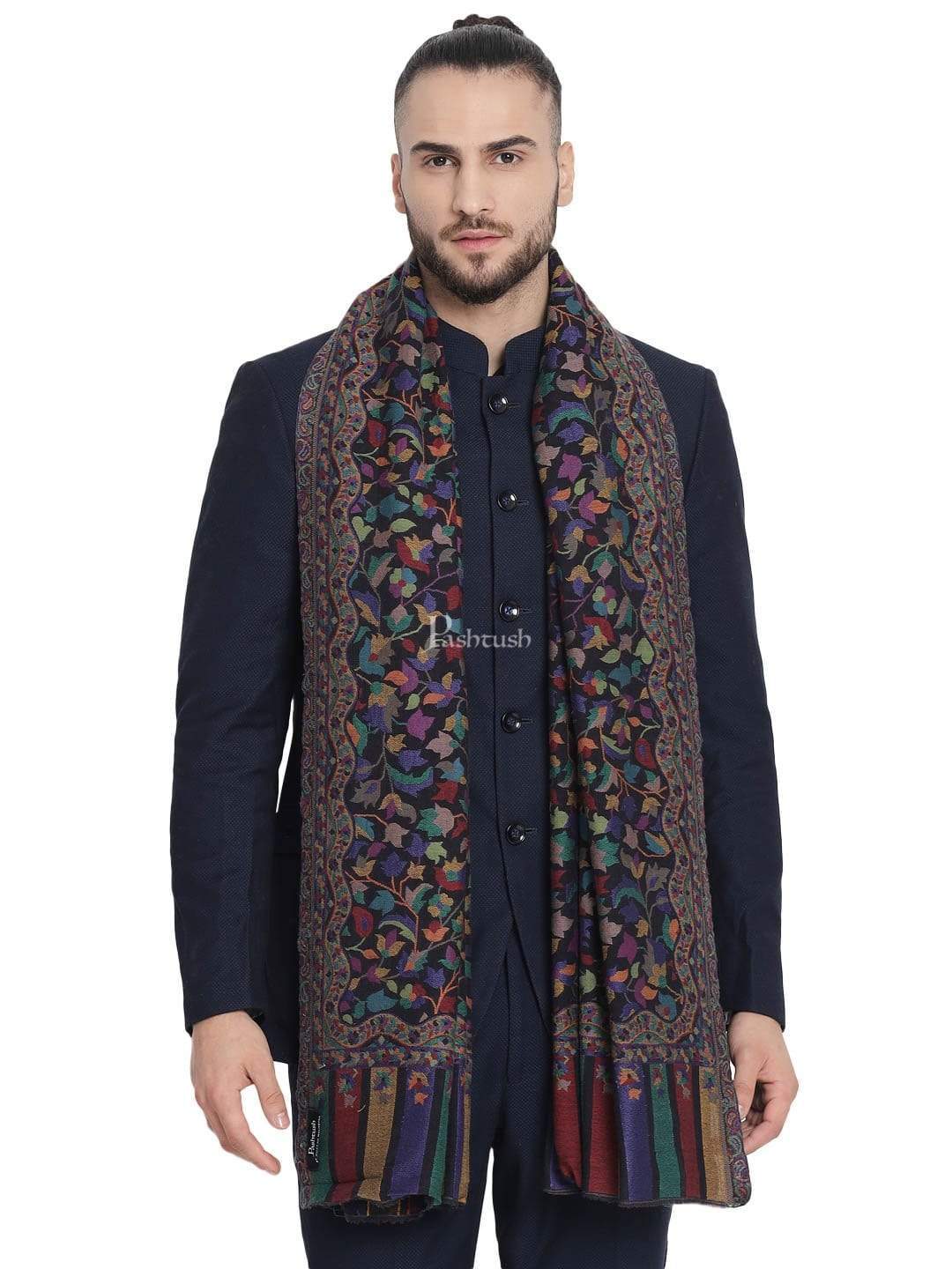 Pashtush Mens Extra Fine Soft Ethnic Weave Stole, Fine Wool - Image 2