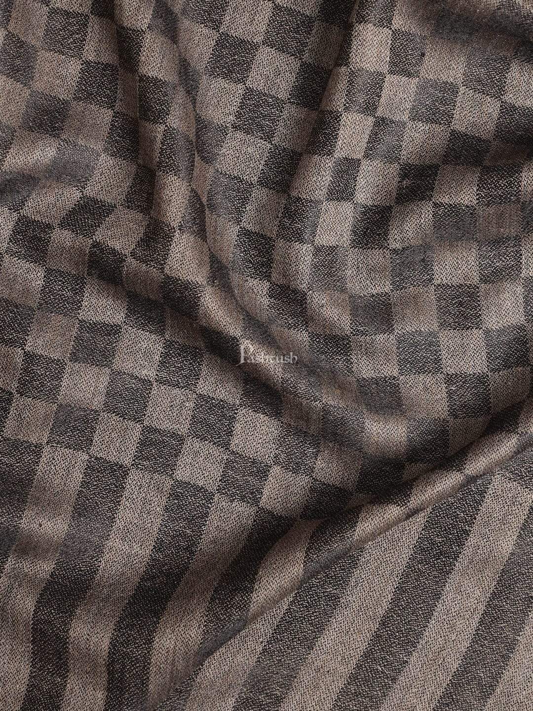 Pashtush Mens Extra Fine Wool Shawl, Soft And Warm, Black, Chess Checks. - Image 2