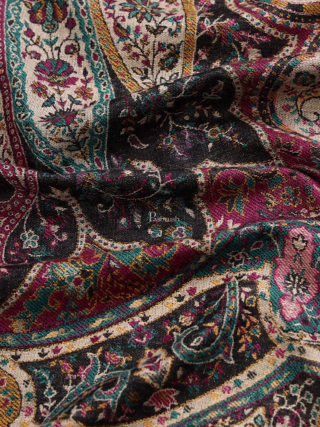 Pashtush mens faux pashmina stole, ethnic weave design, Multicolour - Image 2