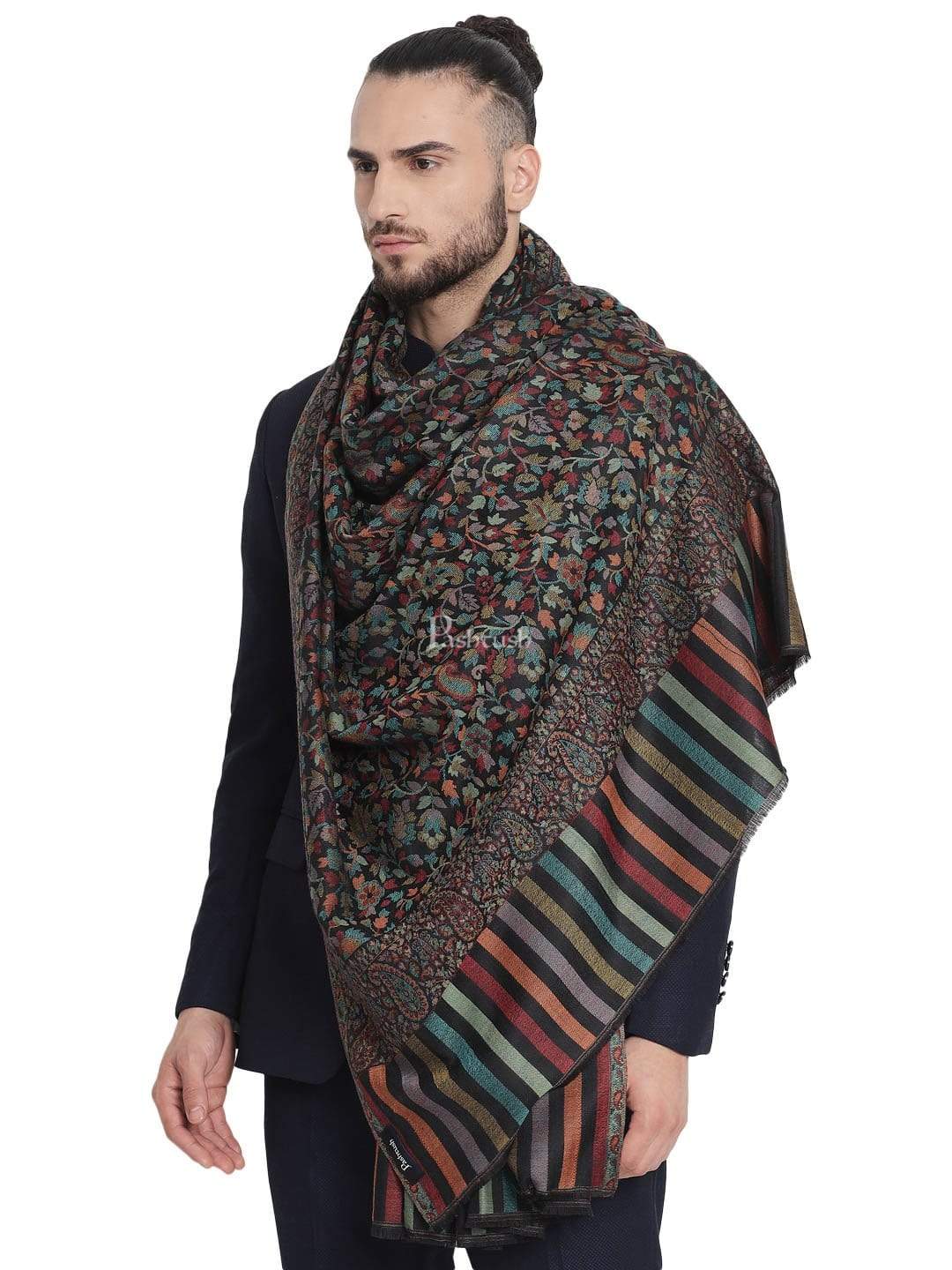 Pashtush Mens Fine Wool Ethnic Weave Stole, Soft And Warm - Image 5