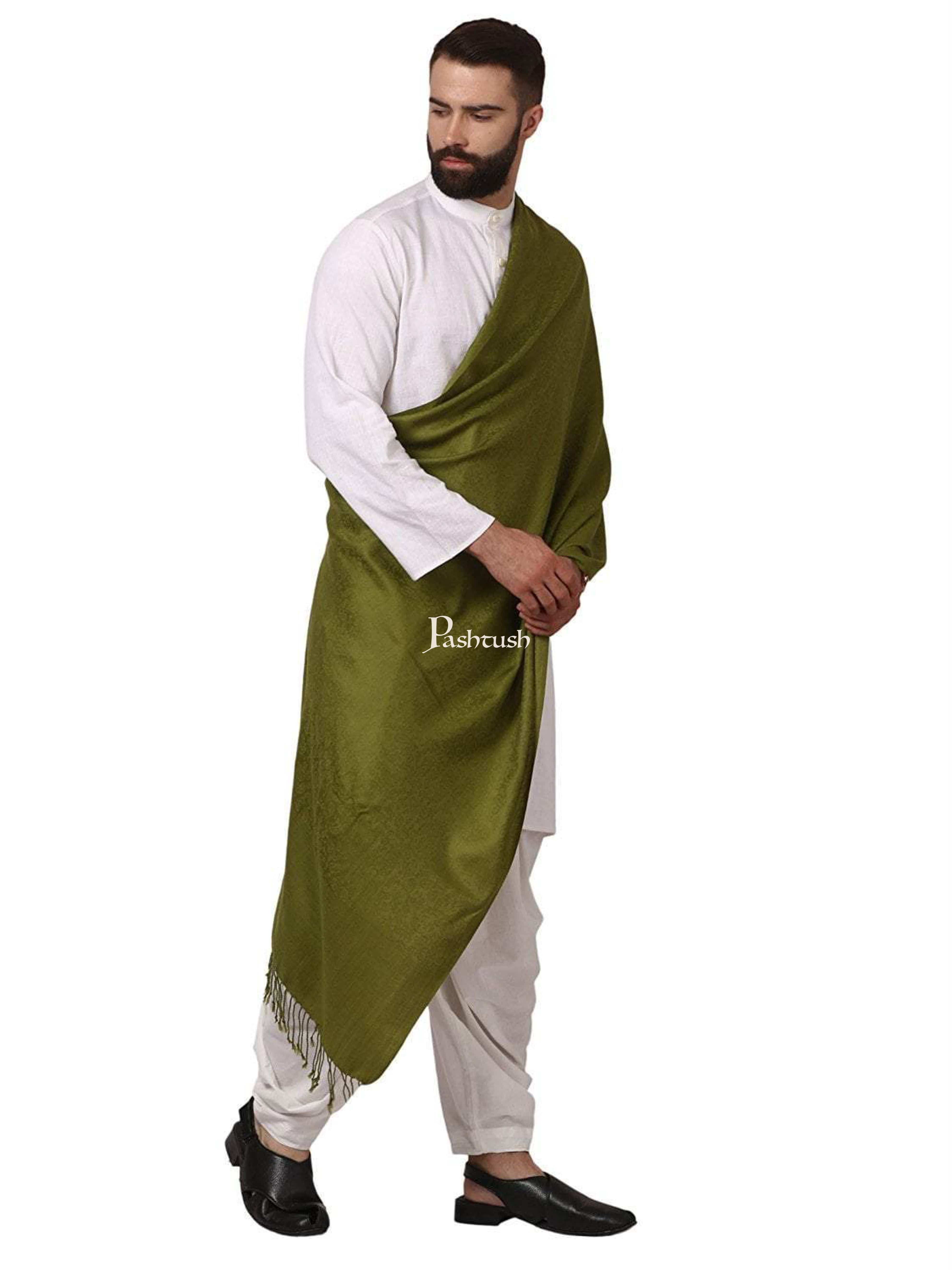 Pashtush Mens Fine Wool Jacquard Muffler, Emerald Green - Image 4