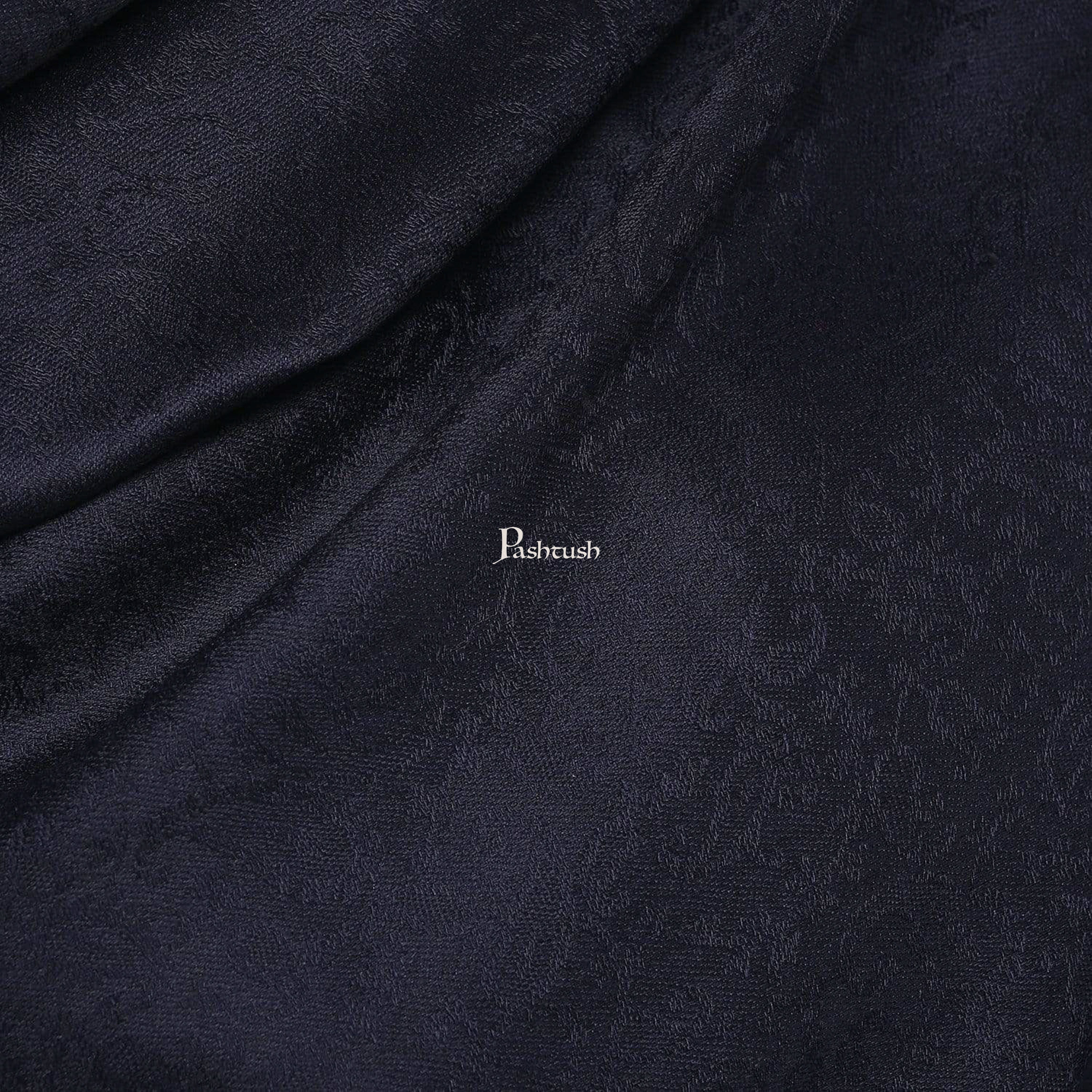 Pashtush Mens Fine Wool Jacquard Muffler, Navy Blue - Image 2