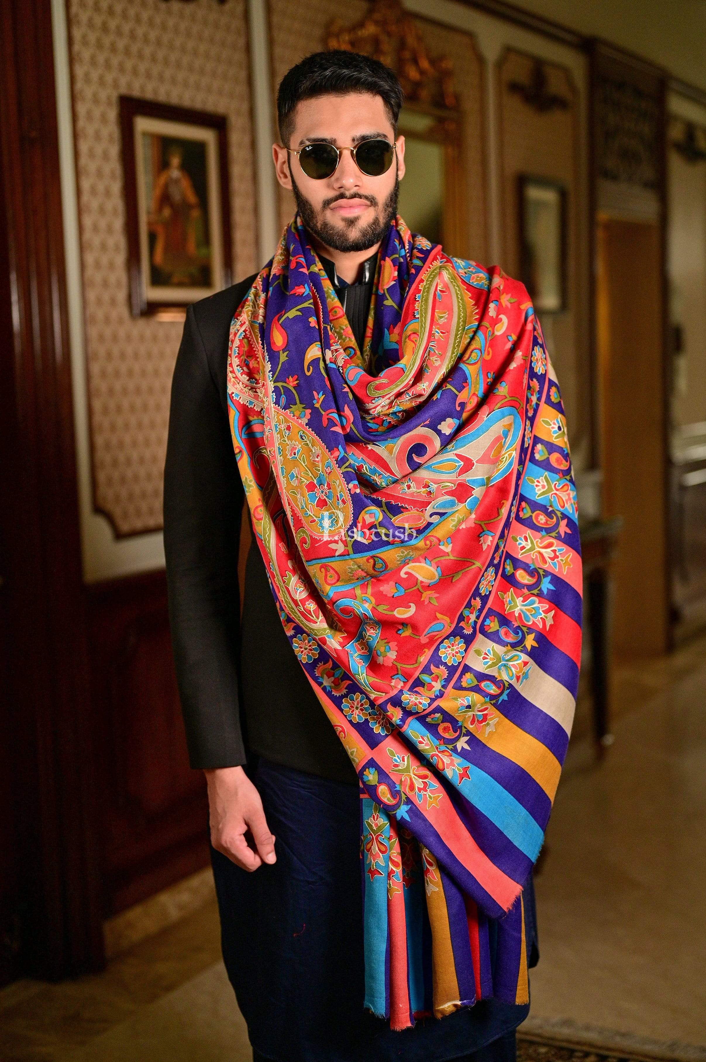Pashtush Mens Fine Wool, Kalamkari Printed Shawl, Multicoloured - Image 6