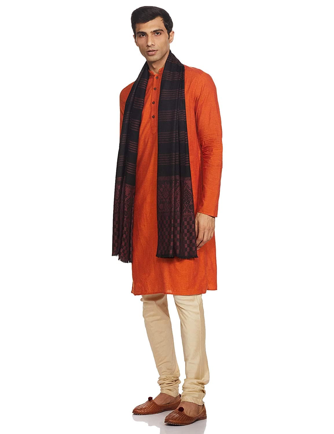 Pashtush Mens Fine Wool Stole, Cardinal Red - Image 8