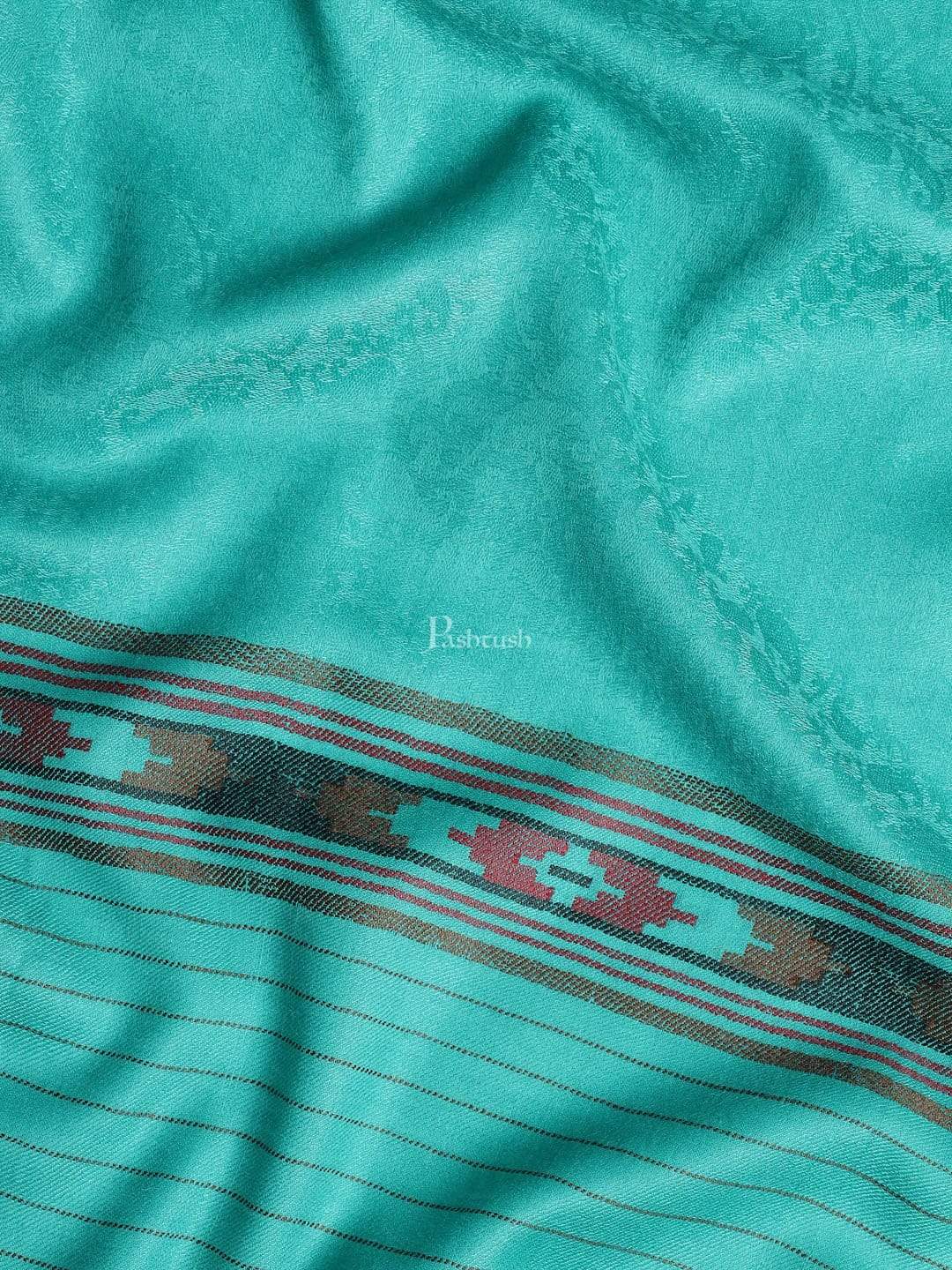 Pashtush Mens Fine Wool Stole, Soft And Warm, Aztec Design, Jacquard Weave - Bottle Green - Image 2