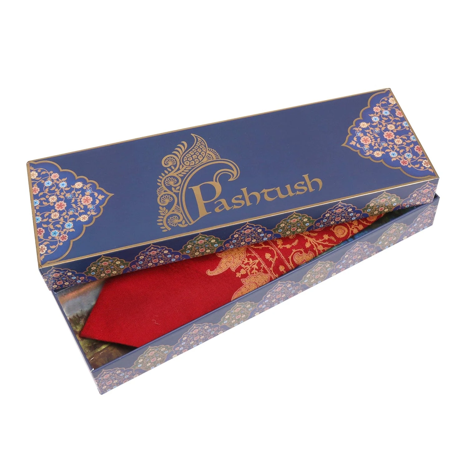 Pashtush mens Fine Wool tie, Embroidered design, Maroon - Image 5