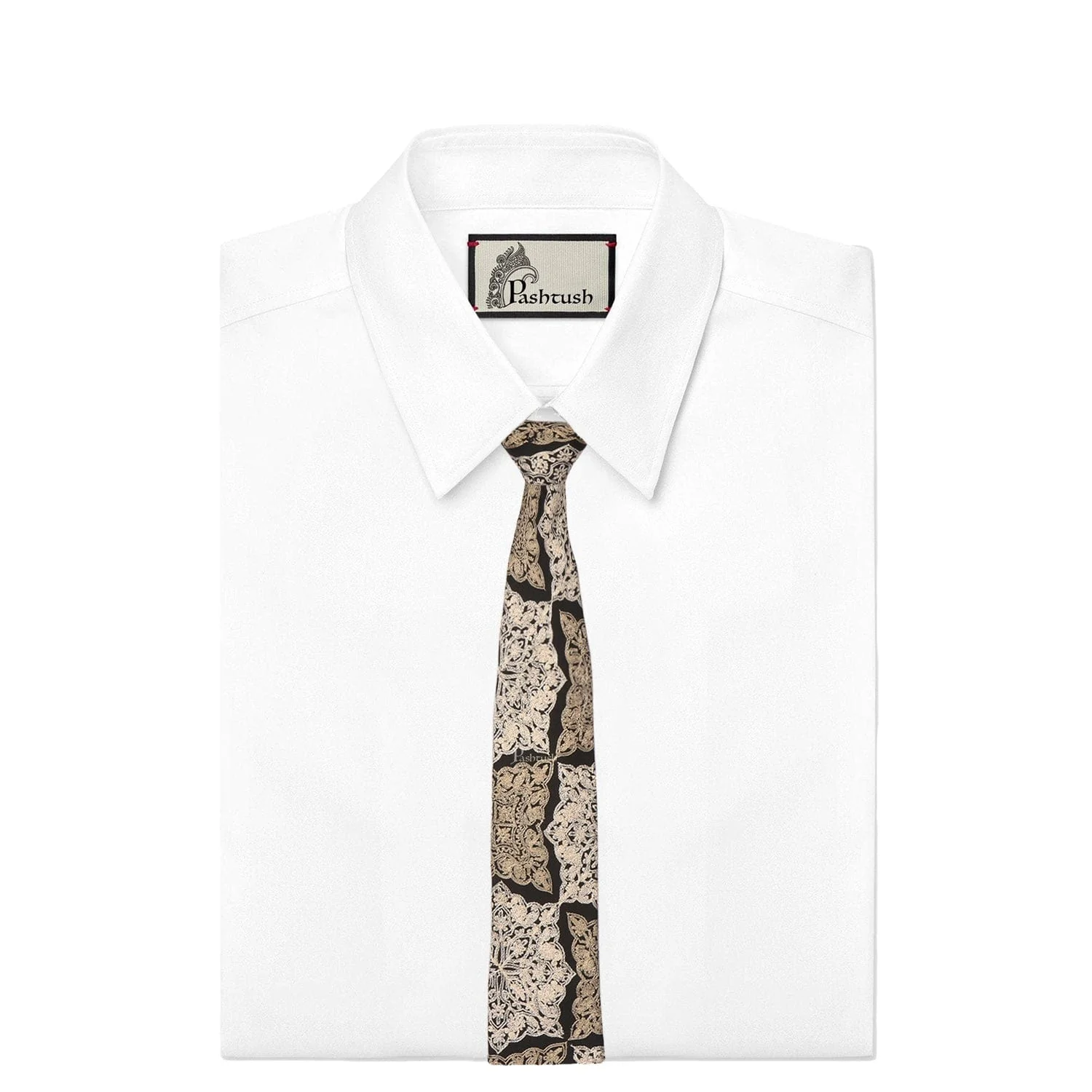 Pashtush mens Fine Wool tie, Embroidered design, Multicolour - Image 2