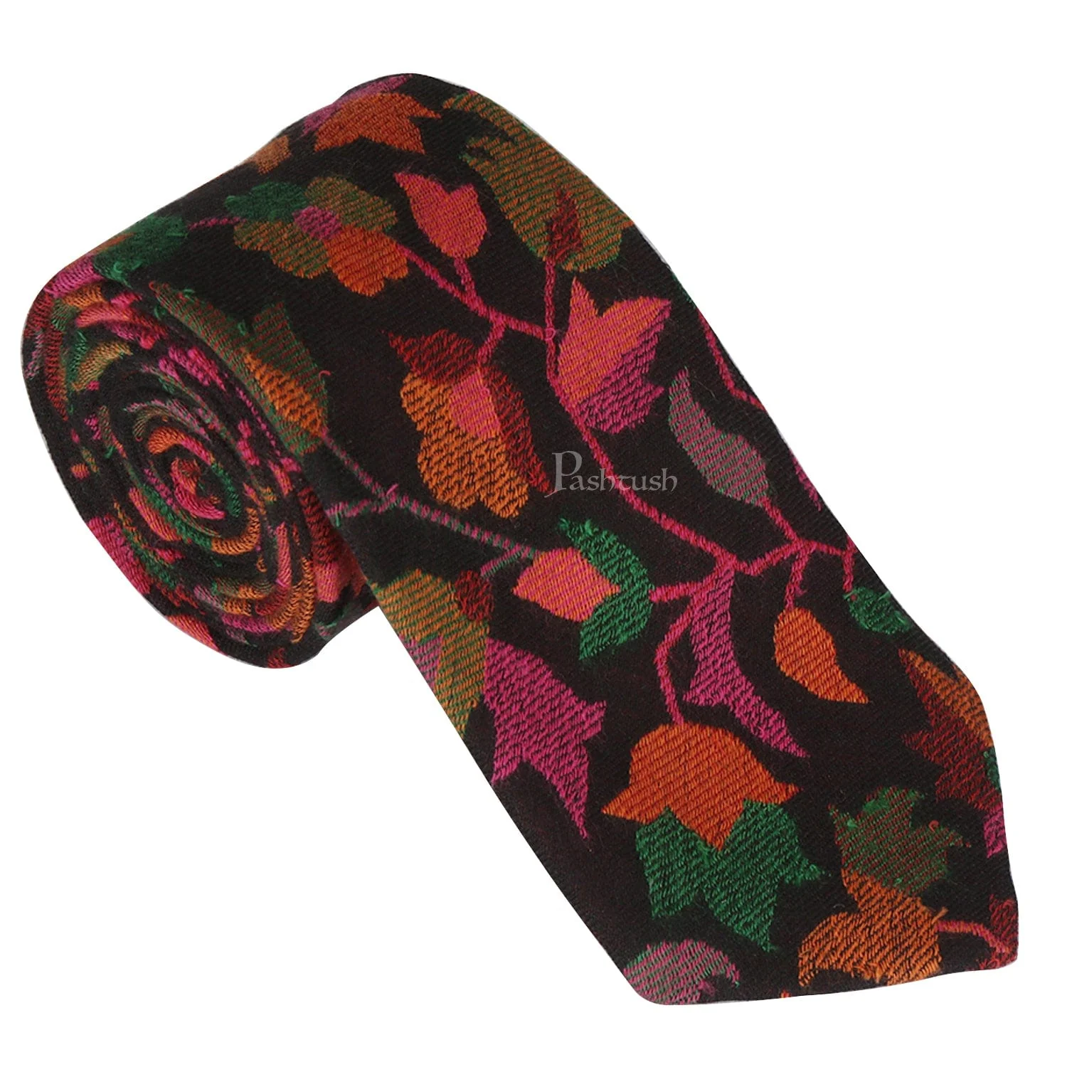 Pashtush mens Fine Wool tie, Jacquard design, Multicolour - Image 2