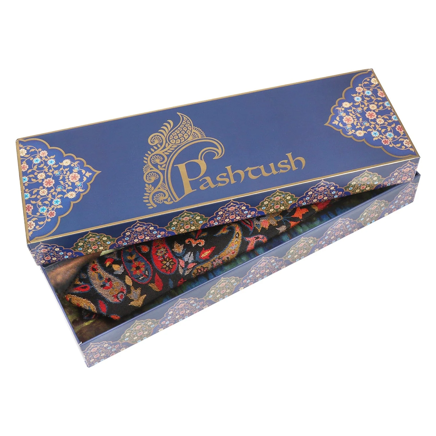 Pashtush mens Fine Wool tie, Jacquard Woven design, Multicolour - Image 4