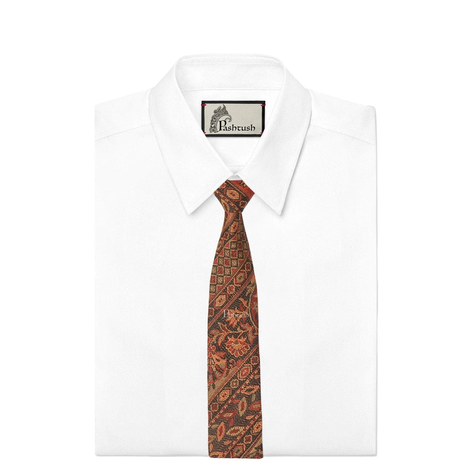 Pashtush mens Fine Wool tie, Jacquard Woven design, Multicolour - Image 4
