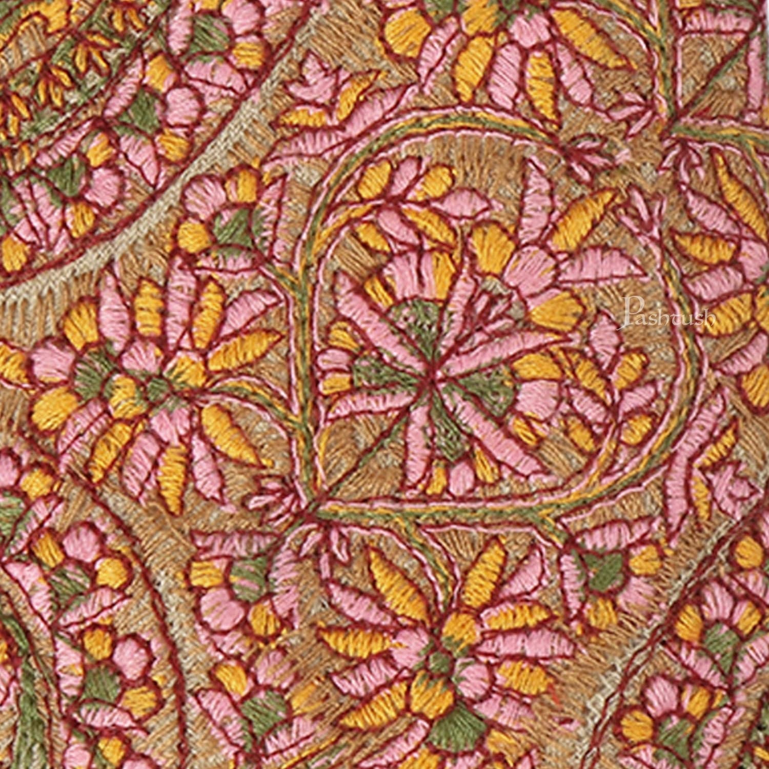 Pashtush mens Fine Wool tie, Needlework Embroidery design, Beige - Image 3