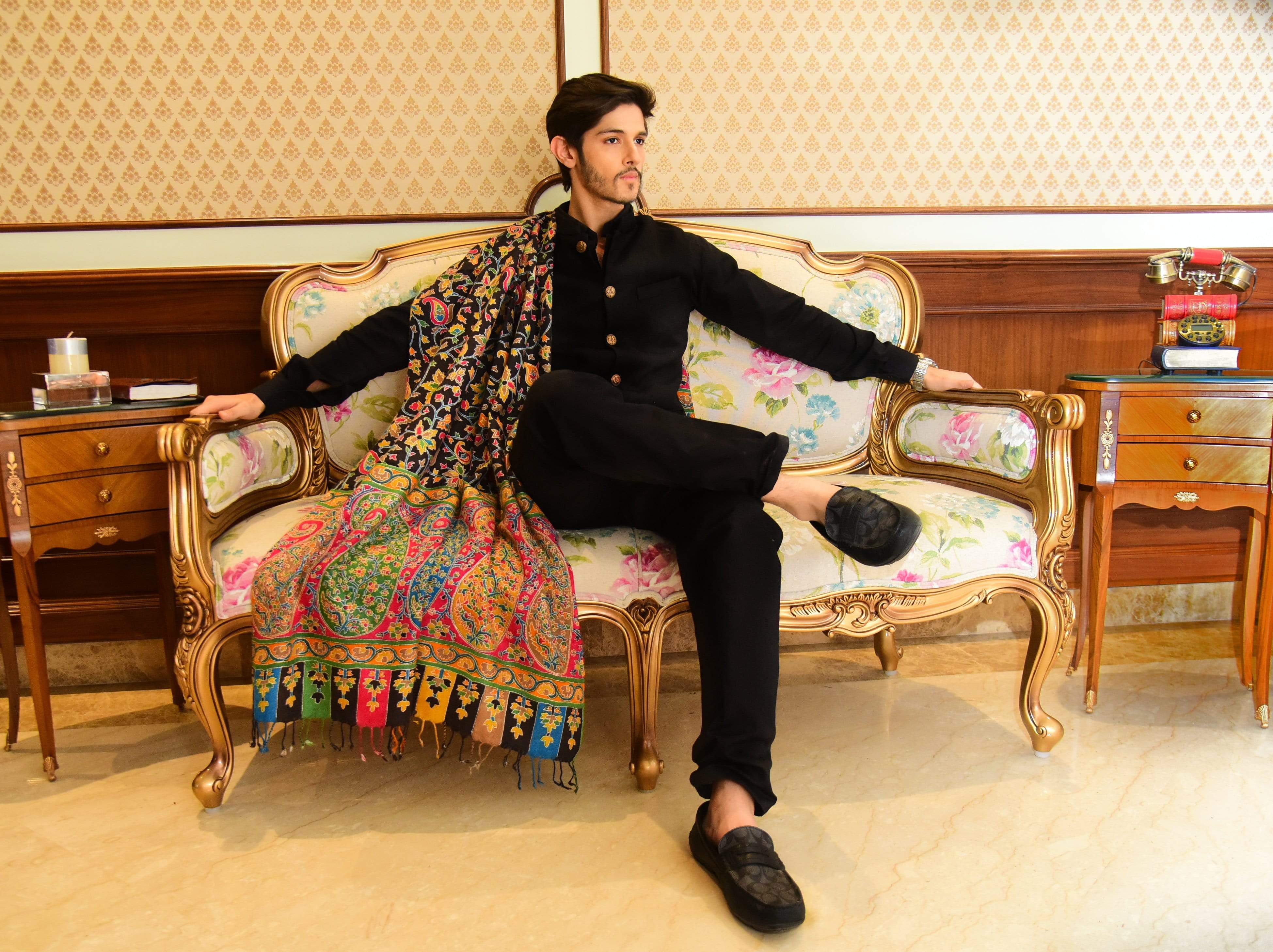 Pashtush Mens Handwork Handpainted Kalamkari Stole - Image 5