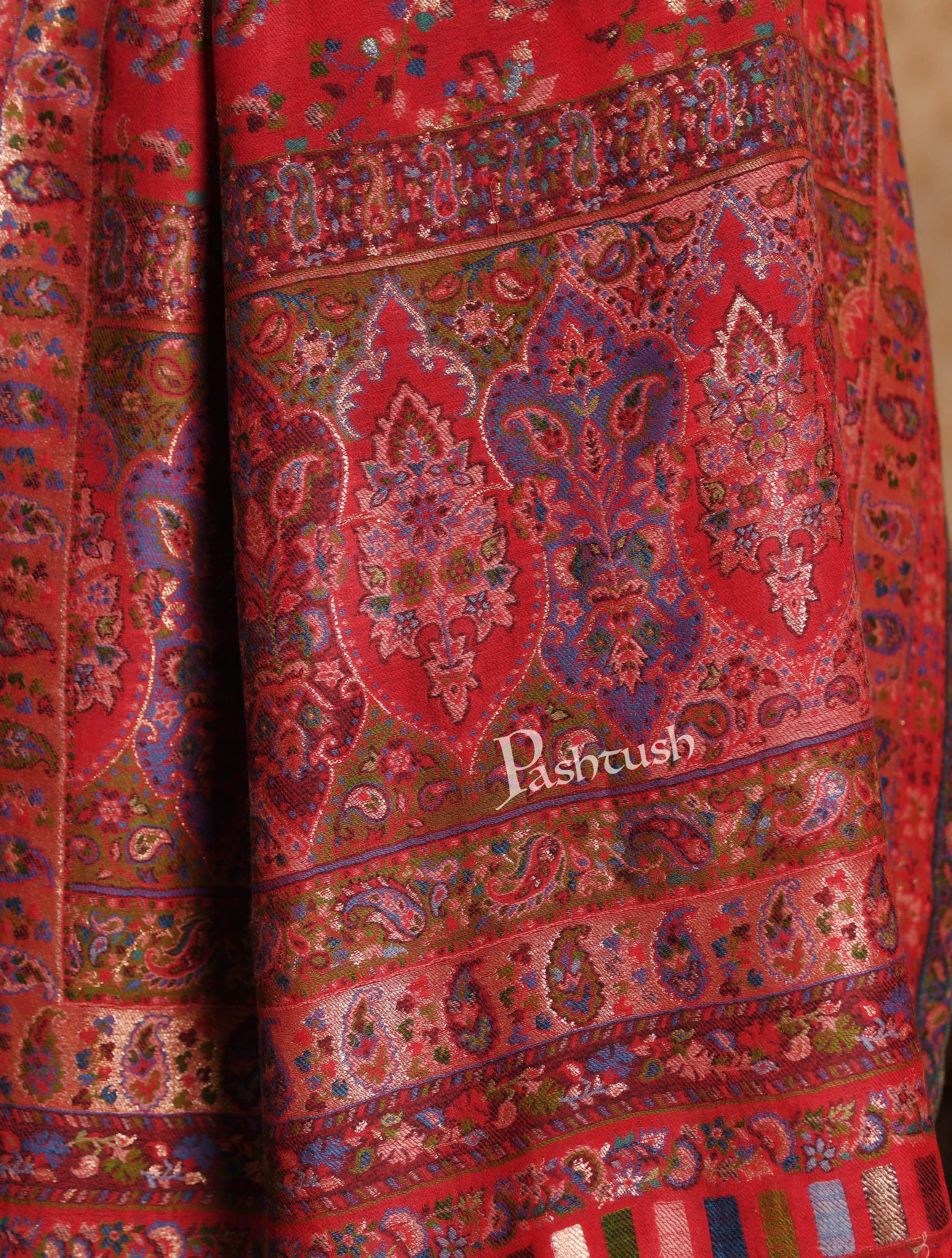 Pashtush Mens Ethnic Stole, Pure Wool, With Metallic Zari Weave - Image 2