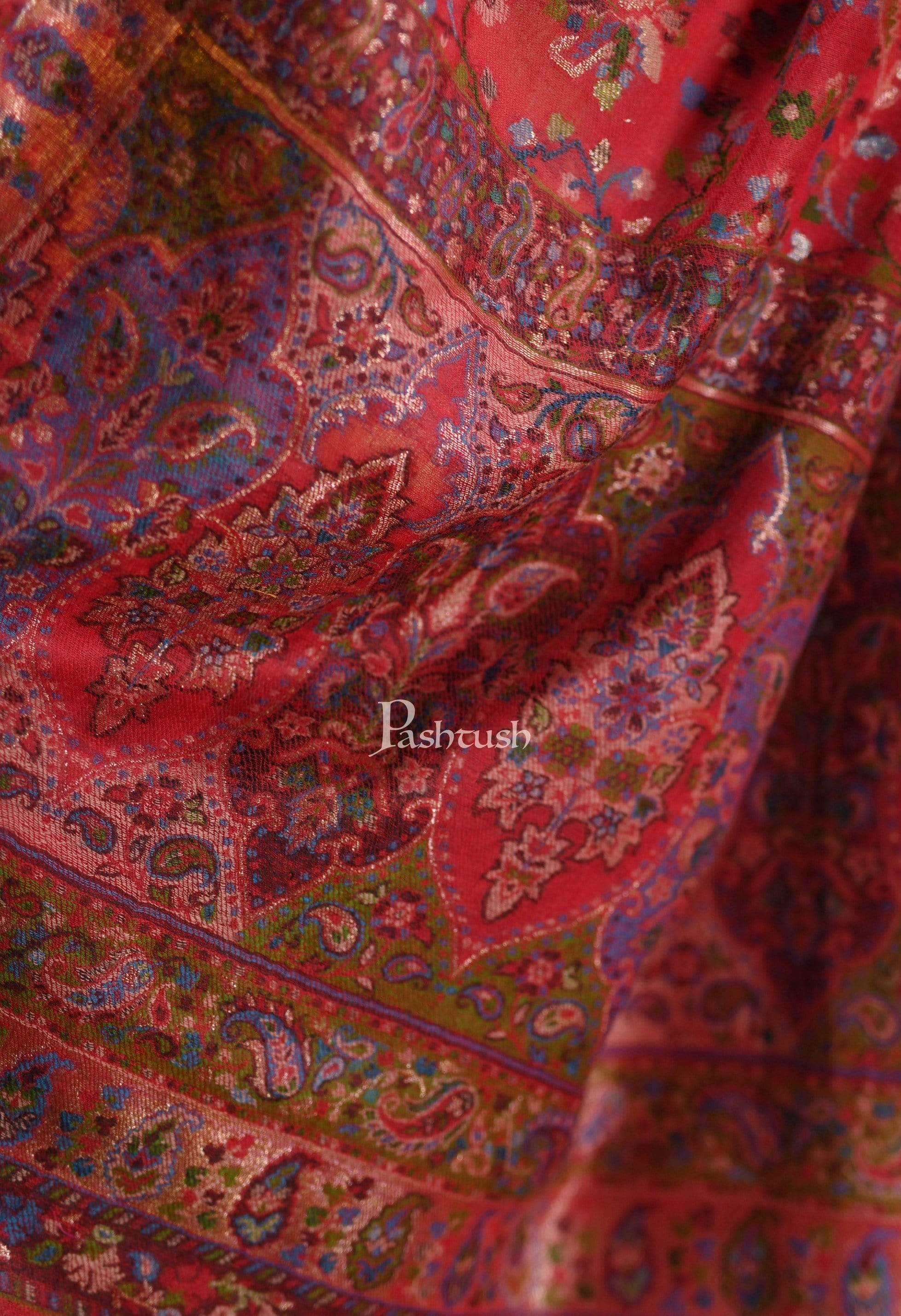 Pashtush Mens Ethnic Stole, Pure Wool, With Metallic Zari Weave - Image 5